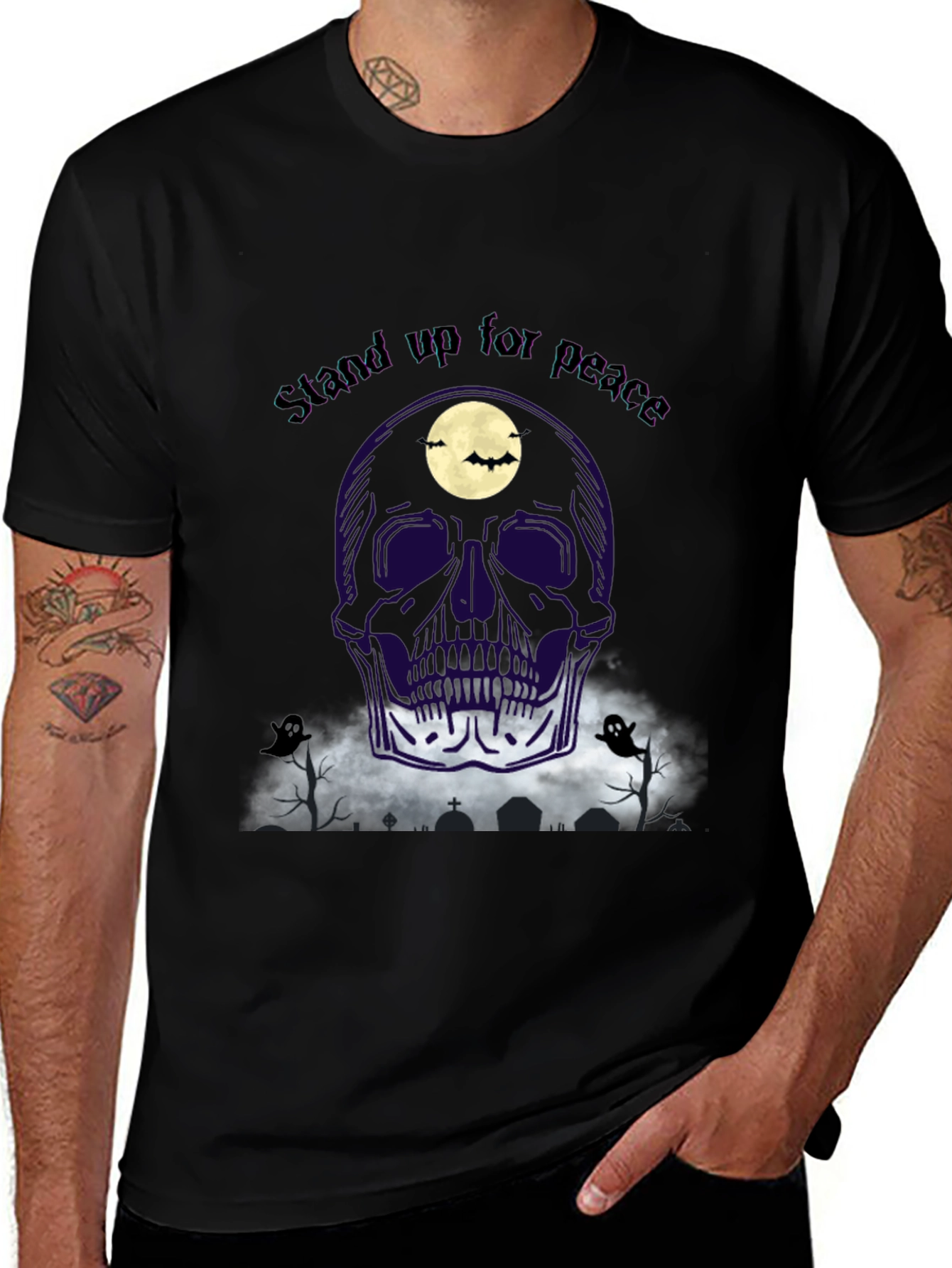 Stand Up For Peace Skull Graphic T-Shirt