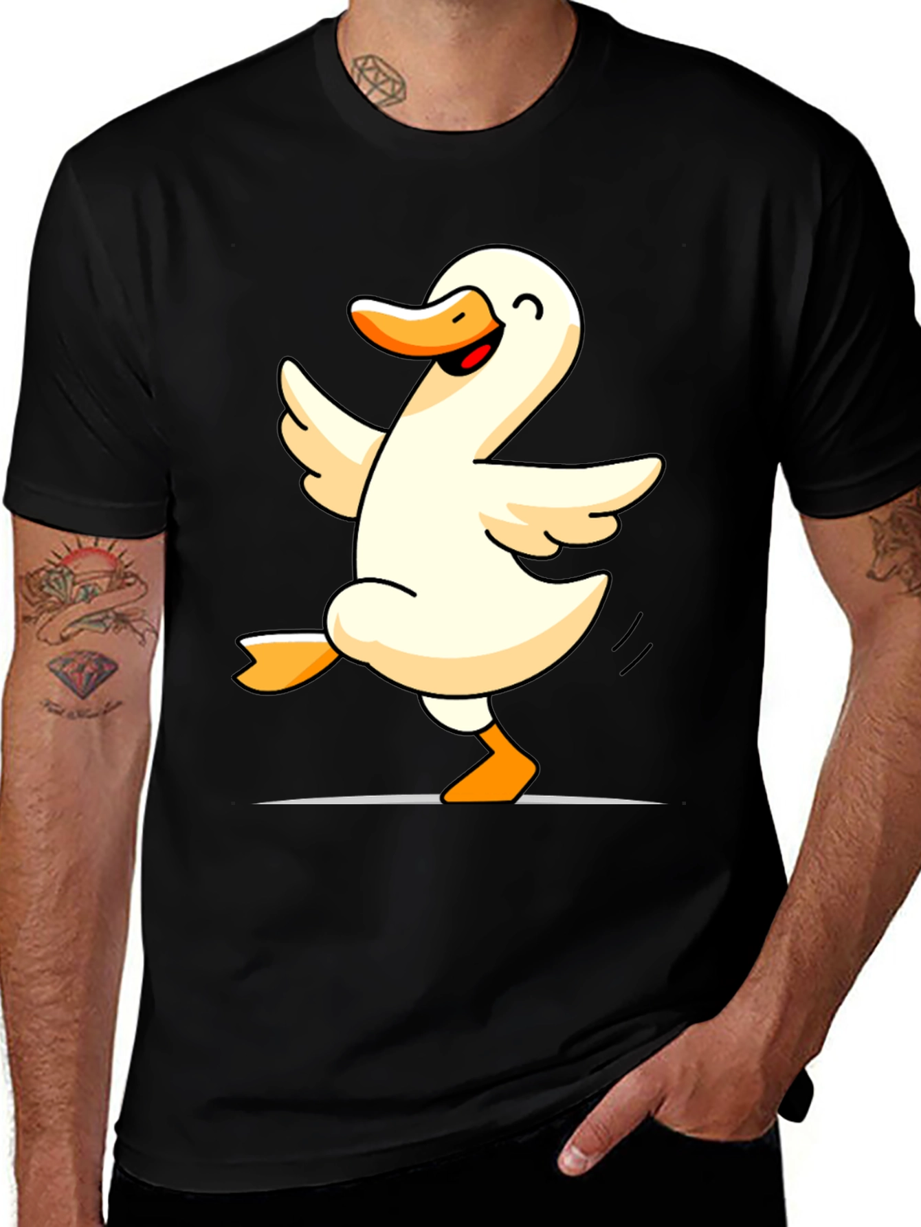 Variant 5 of Dancing Duck Graphic Tee - Black Cotton Shirt