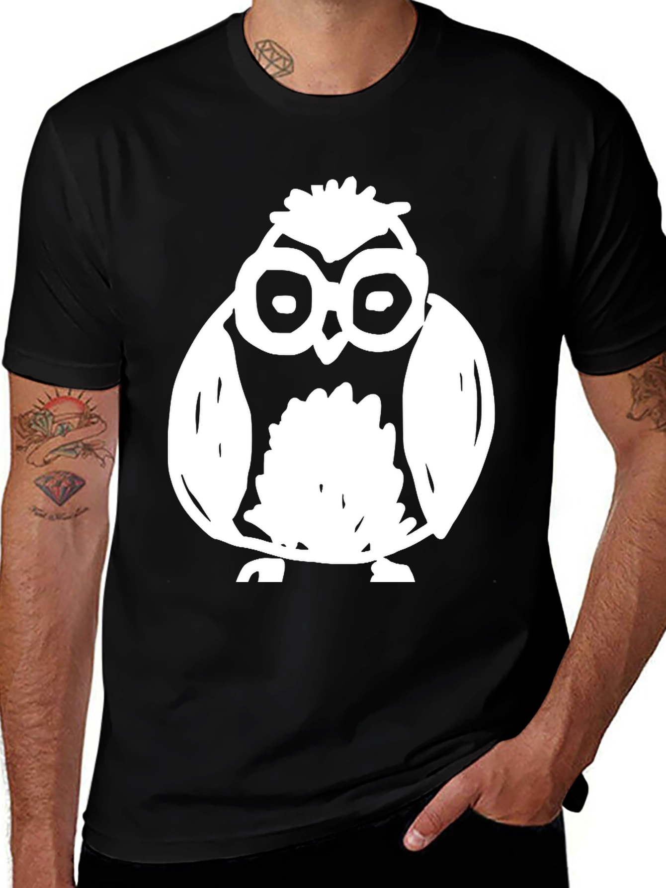 Variant 30 of Owl Graphic Print T-Shirt - Black