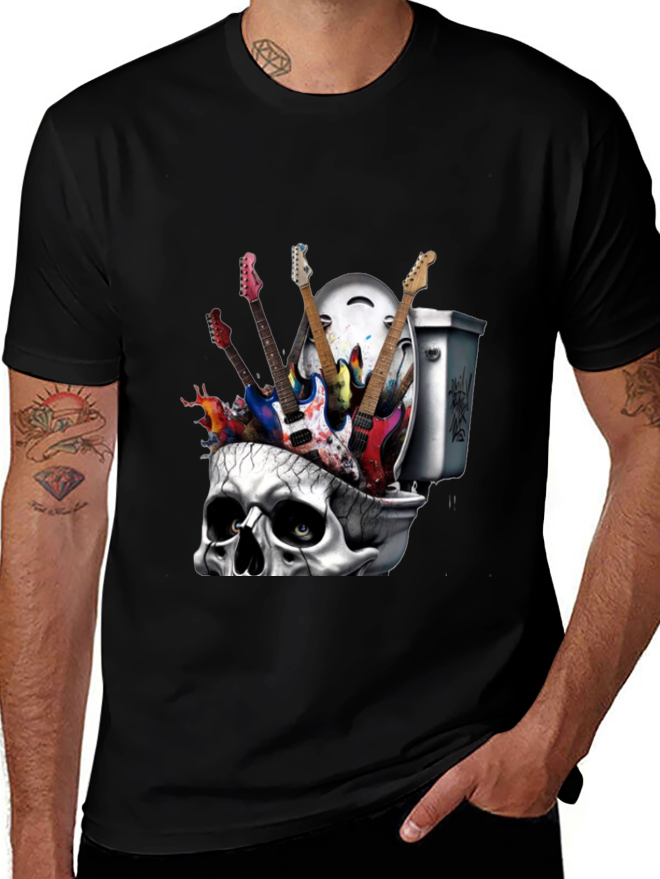 Skull Toilet Guitar T-Shirt