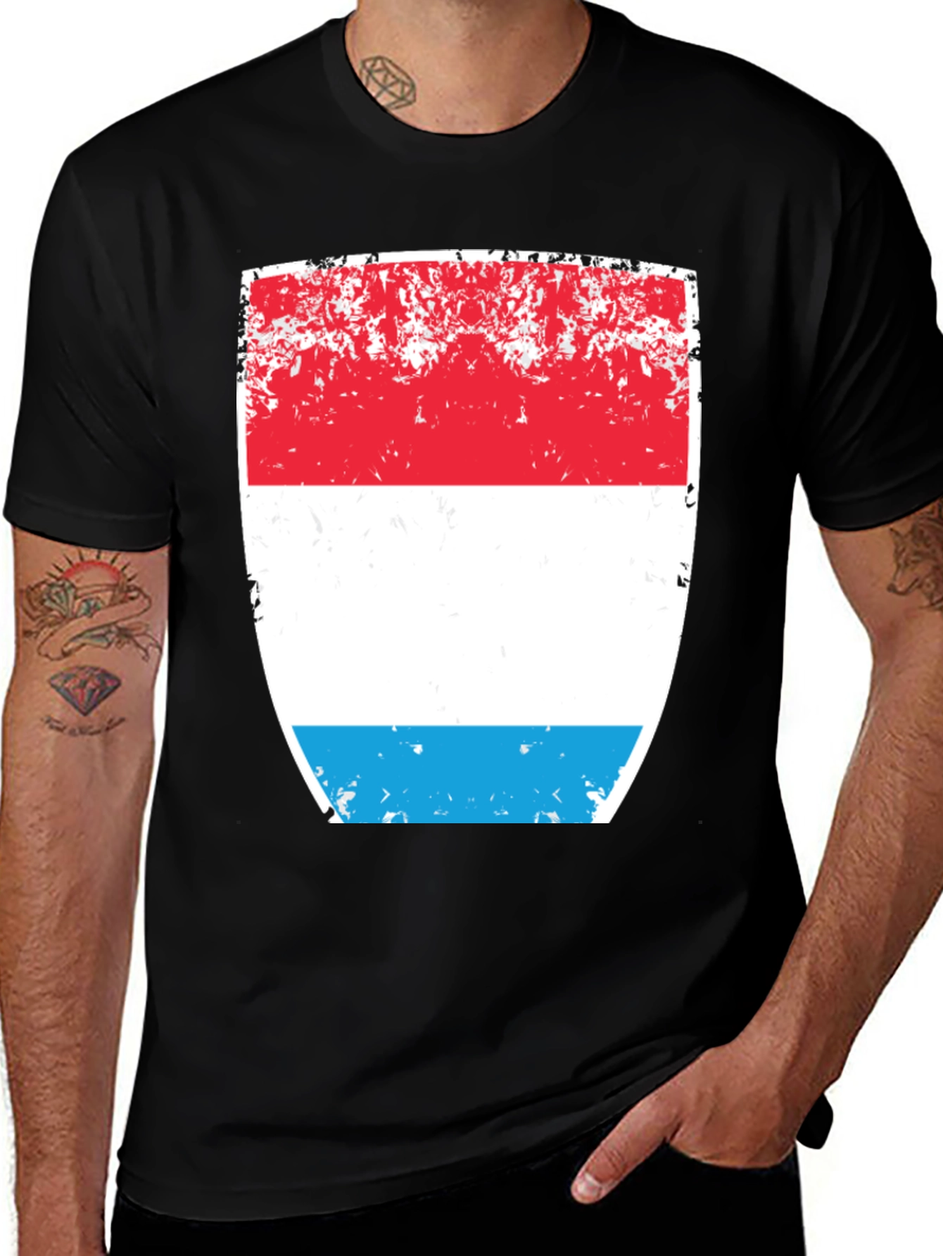 Variant 5 of Luxembourg Flag Distressed Graphic T-Shirt