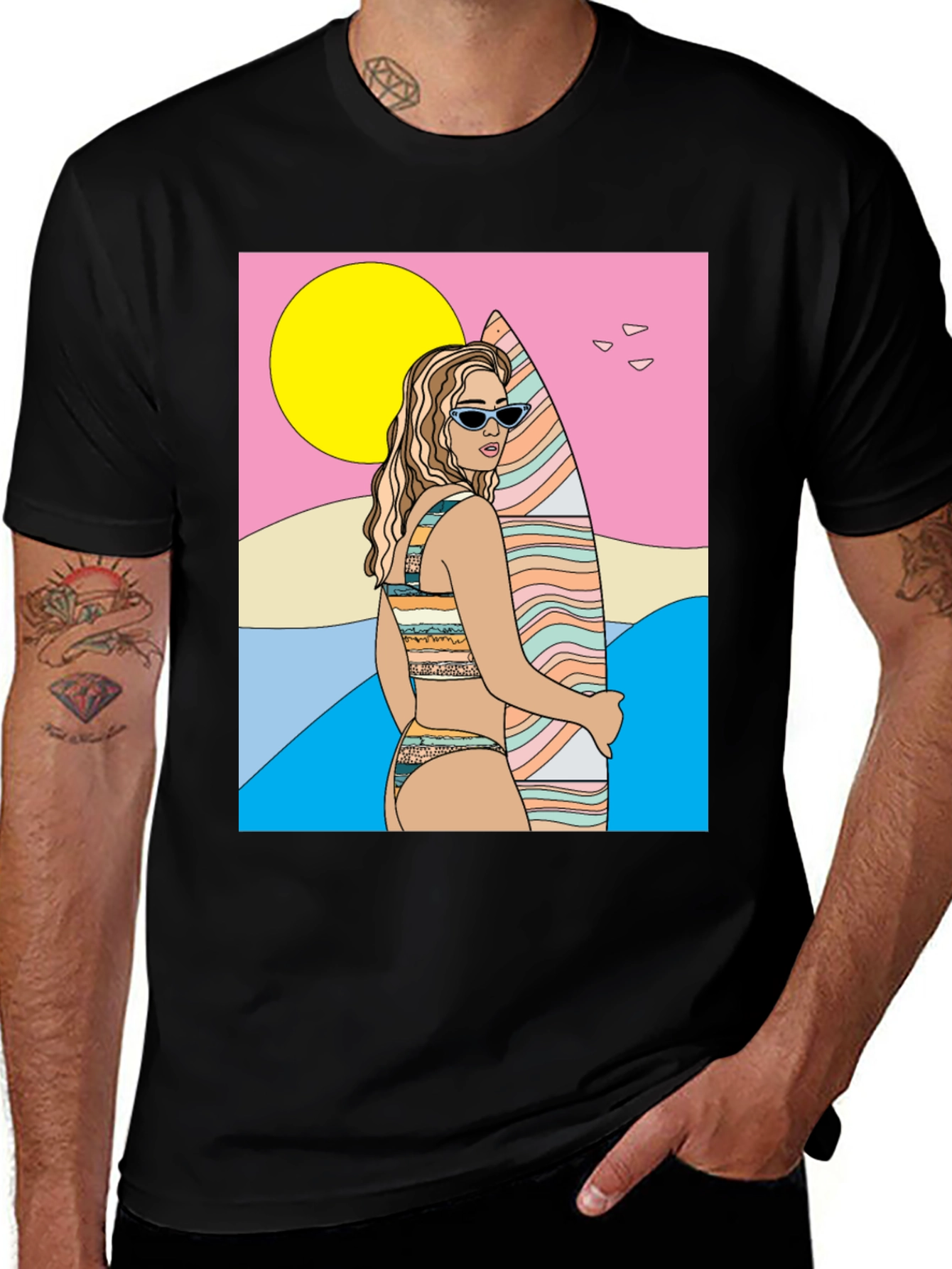 Variant 28 of Surfer Girl T-Shirt - Retro Beach Vibes