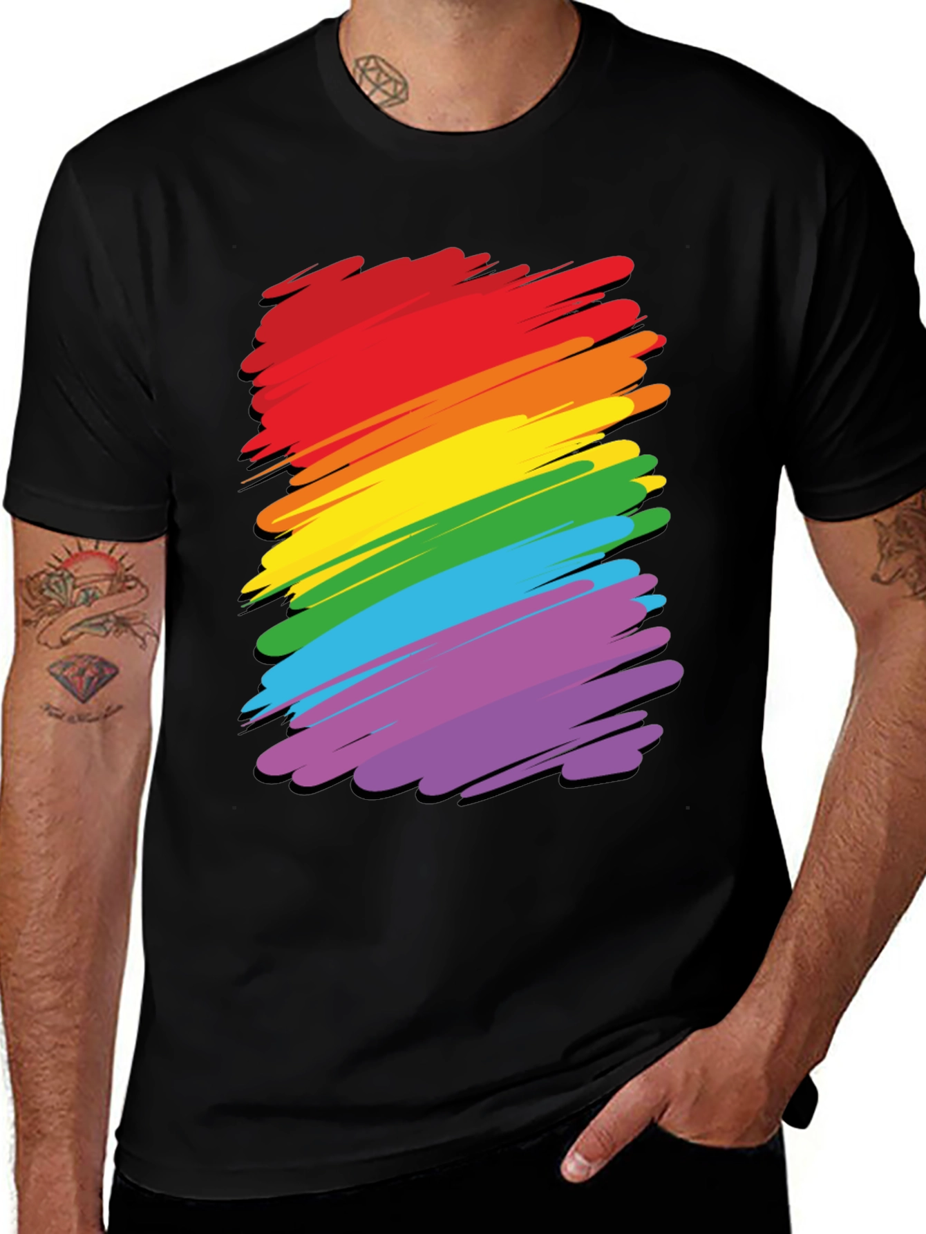 Rainbow Stripes Graphic Tee - Pride T-Shirt