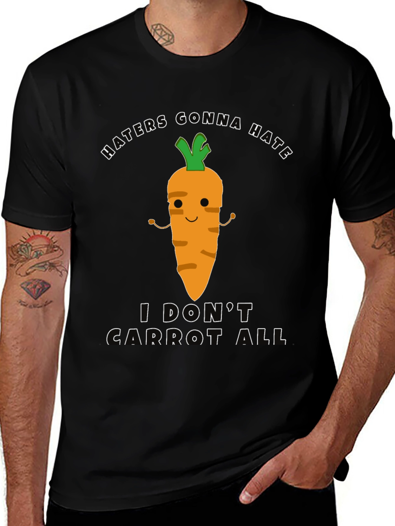 Black Funny Carrot Pun T-Shirt - Haters Gonna Hate main image