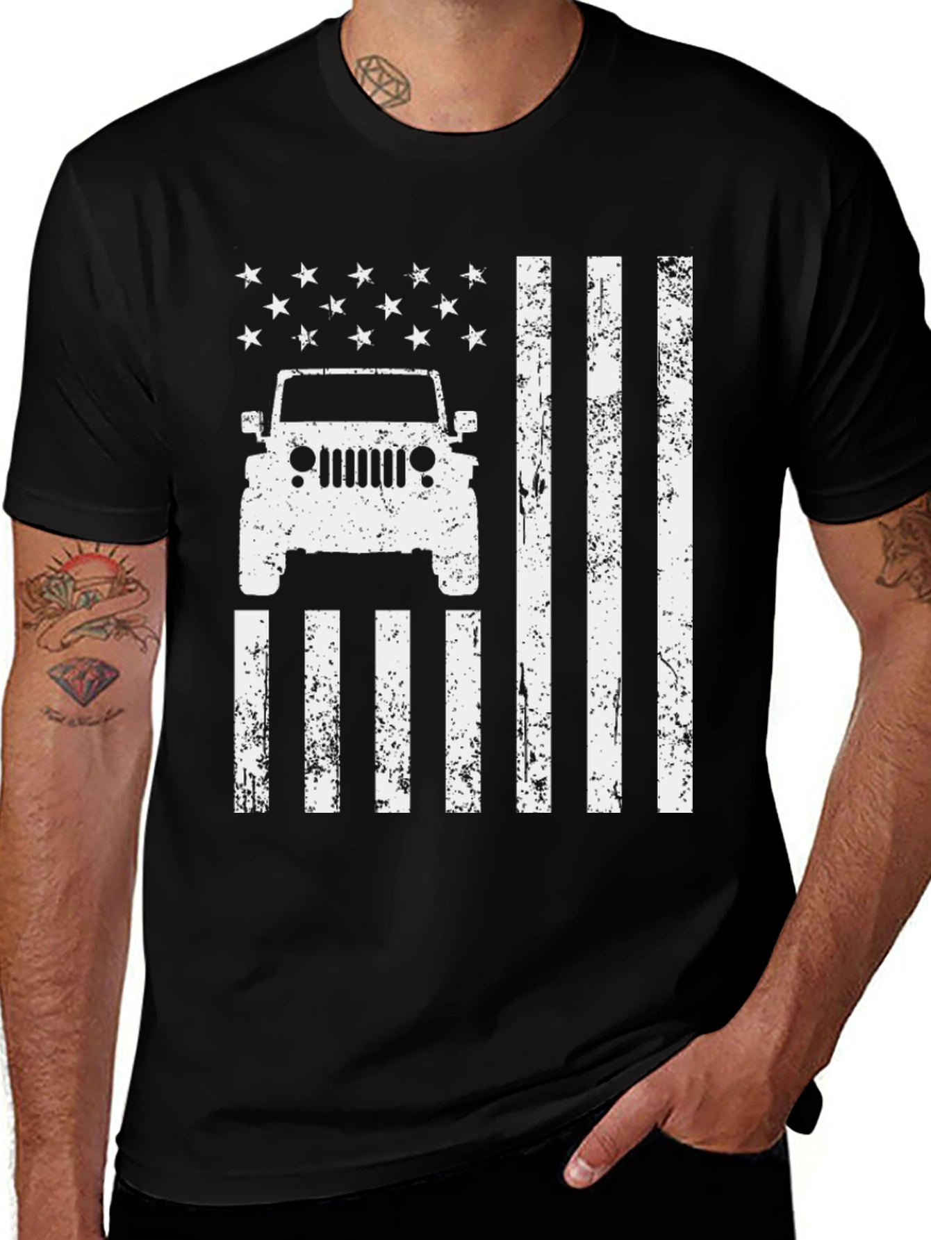 American Flag Jeep T-Shirt Patriotic