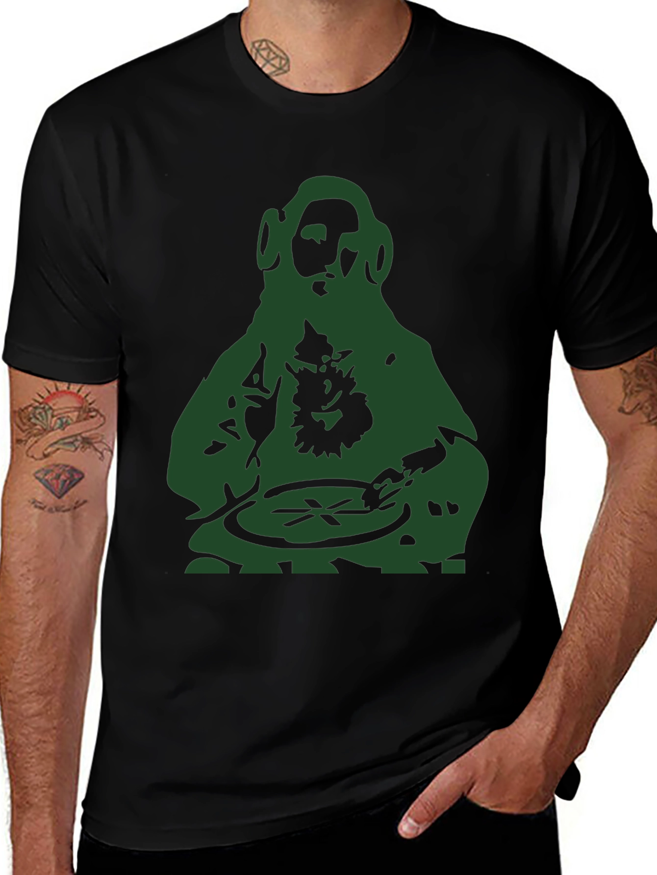 Variant 18 of DJ Monkey Graphic Tee - Cool Black T-Shirt