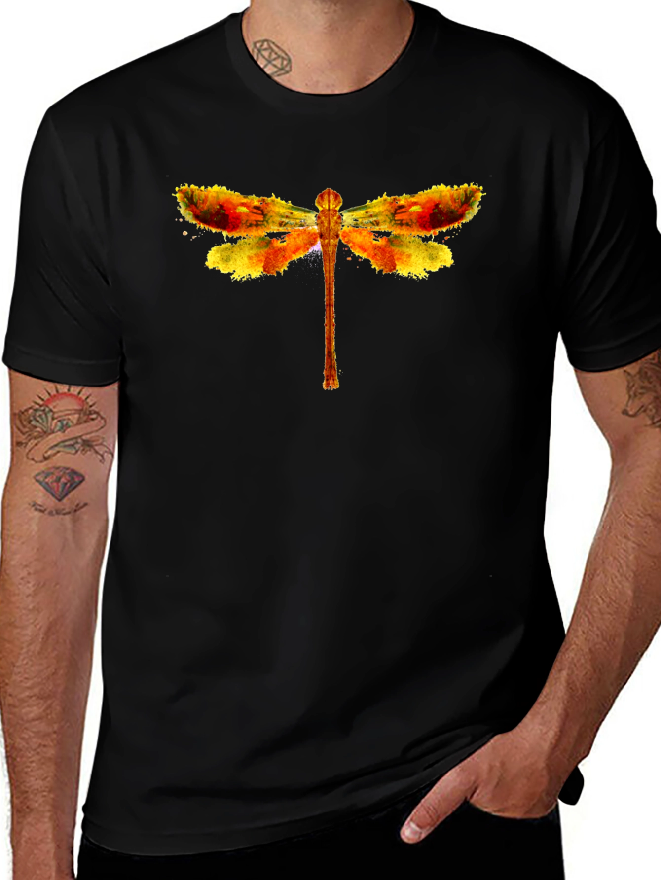 Variant 25 of Dragonfly Watercolor Graphic Tee - Black