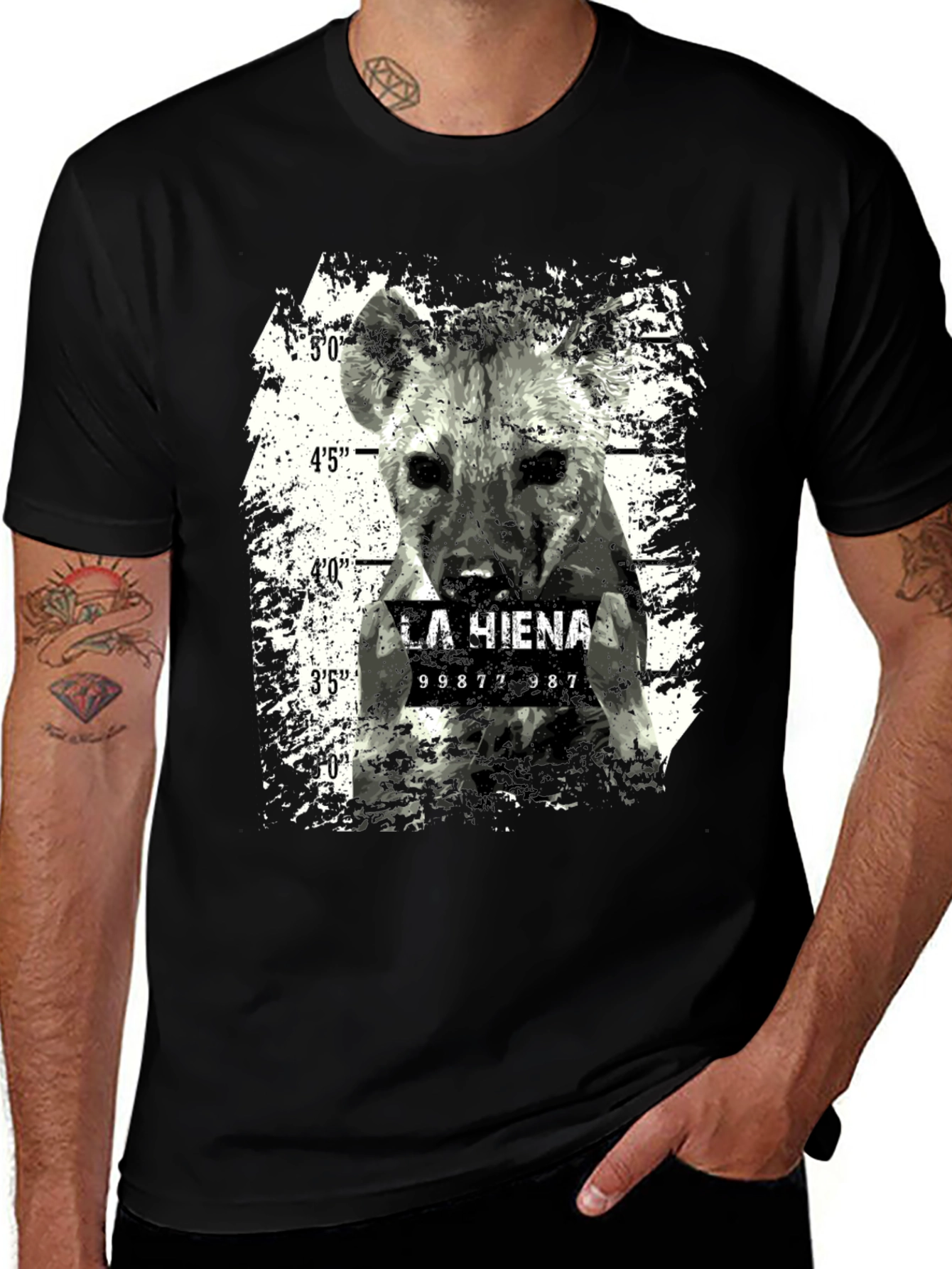 Variant 26 of Hyena Mugshot Graphic Tee - Cool Animal Print
