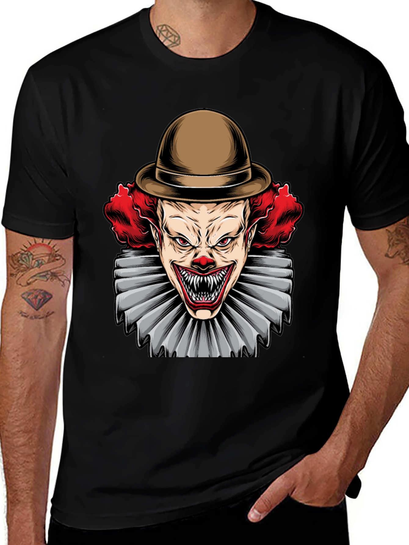Evil Clown Graphic Tee - Black Horror T-Shirt