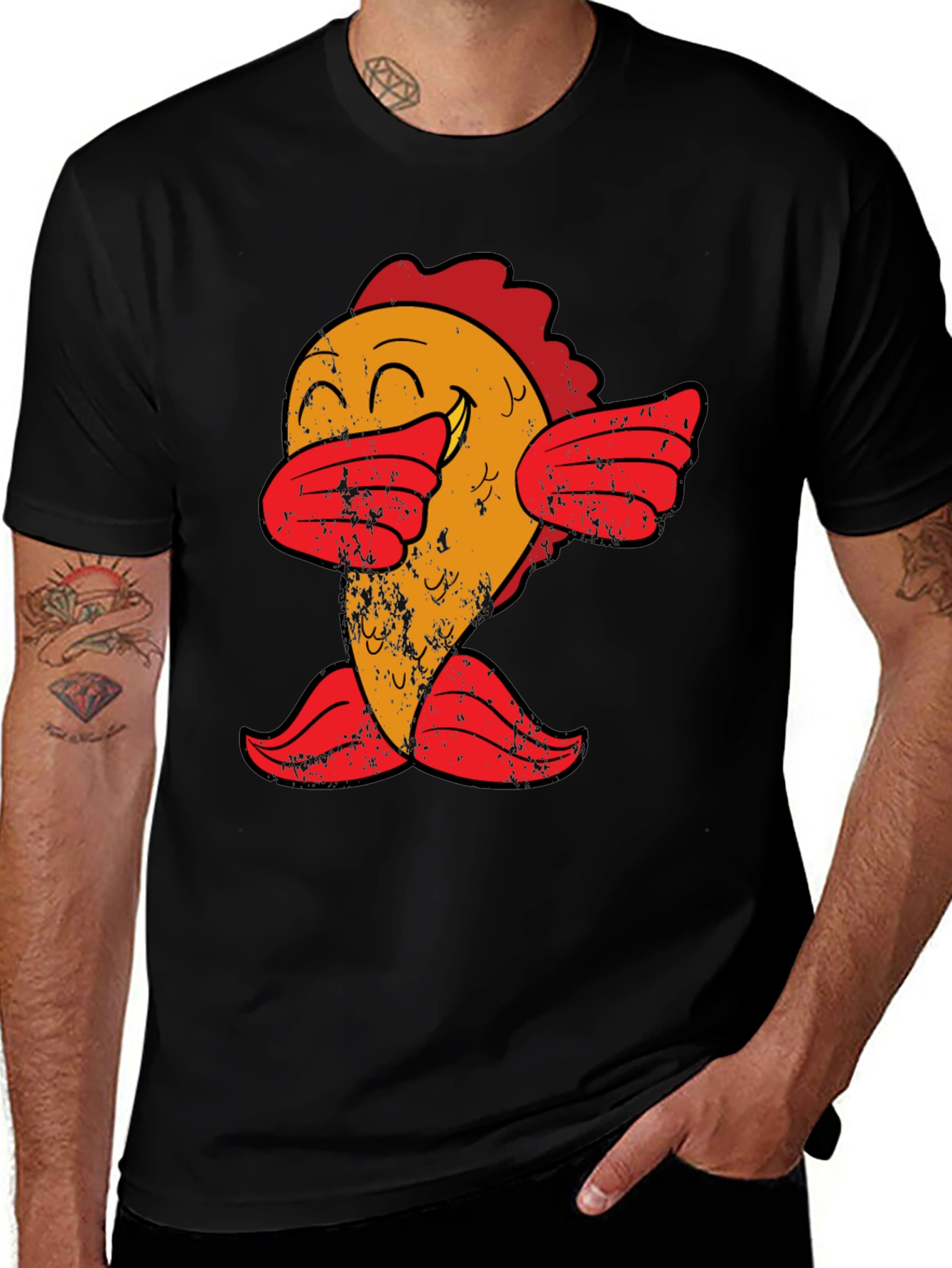 Variant 20 of Dabbing Fish Graphic Tee -  Men's Black T-Shirt