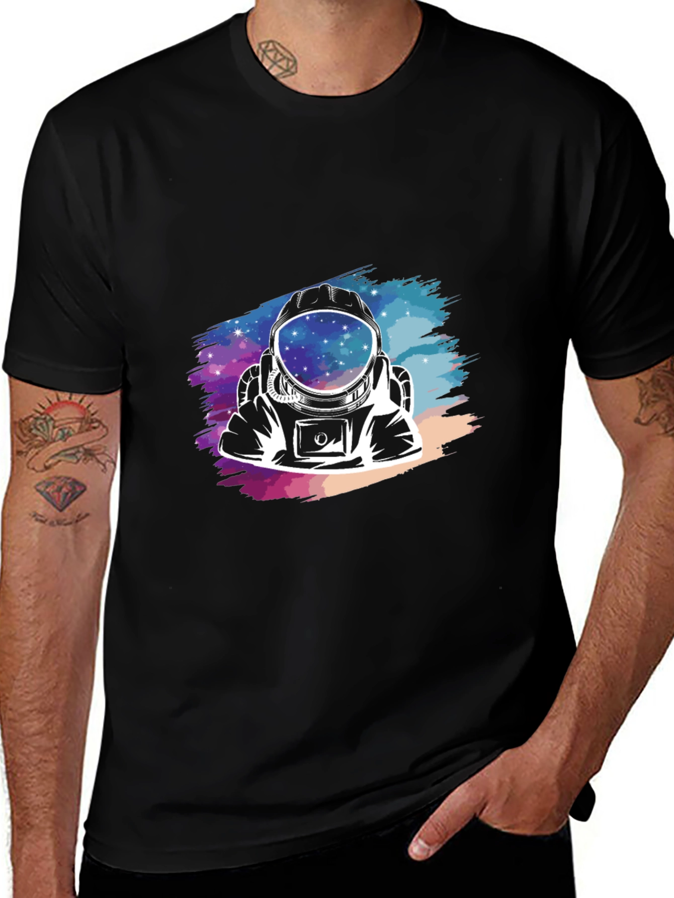 Variant 10 of Astronaut Galaxy Graphic Black T-Shirt