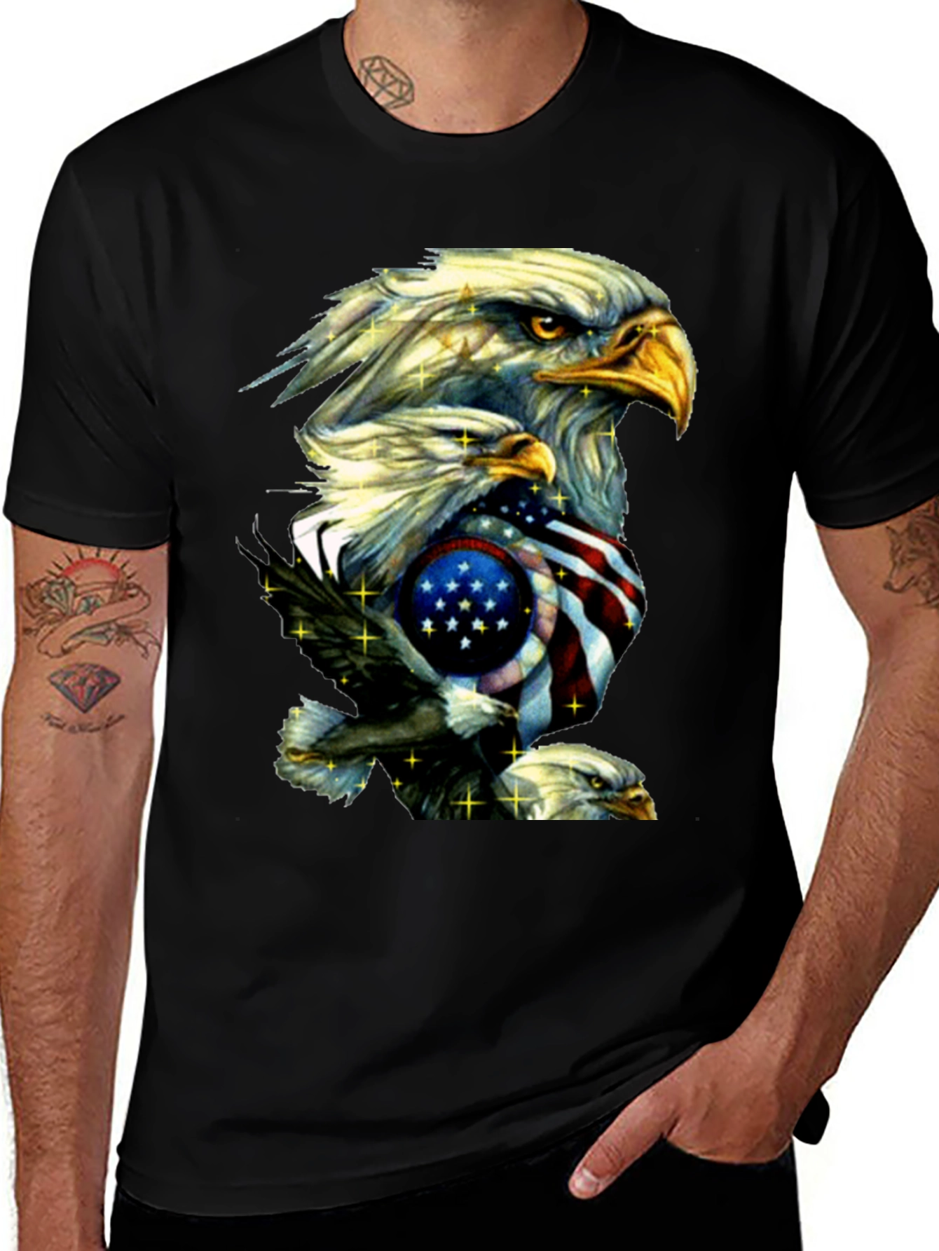 Black American Eagle Graphic Print T-Shirt main image