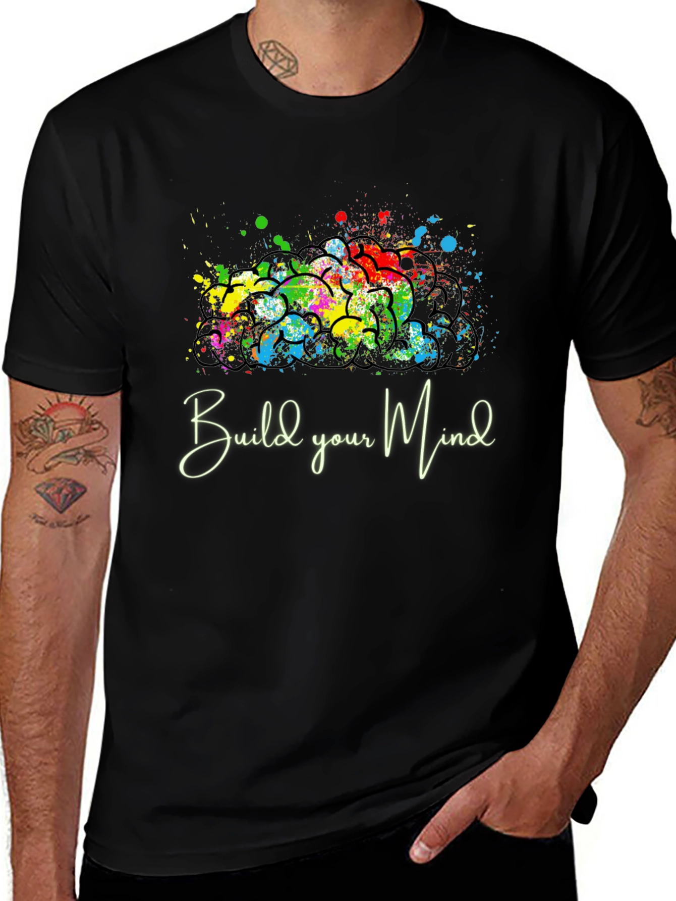 Variant 7 of Build Your Mind Graphic Tee - Black Casual Shirt