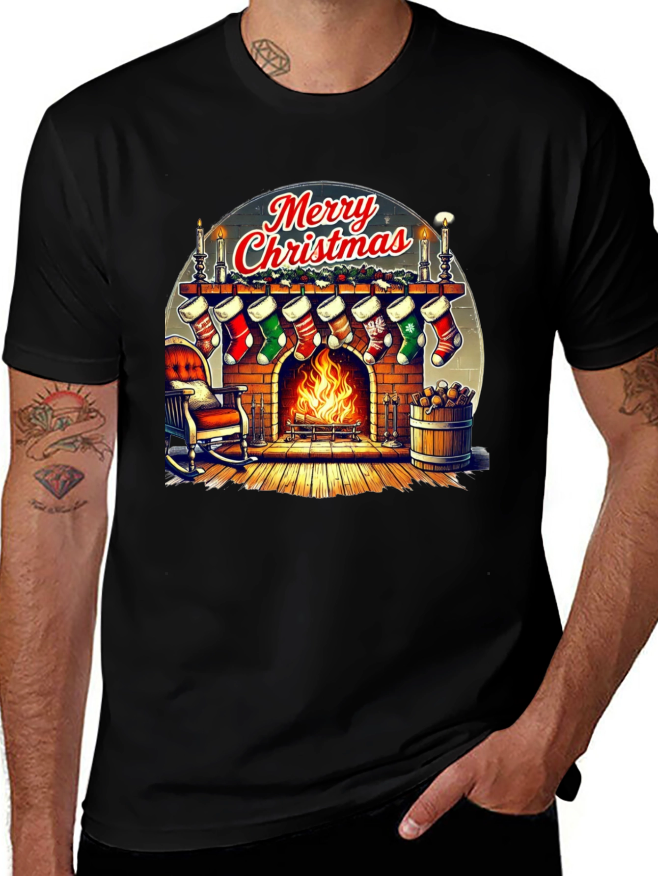 Merry Christmas Fireplace T-Shirt