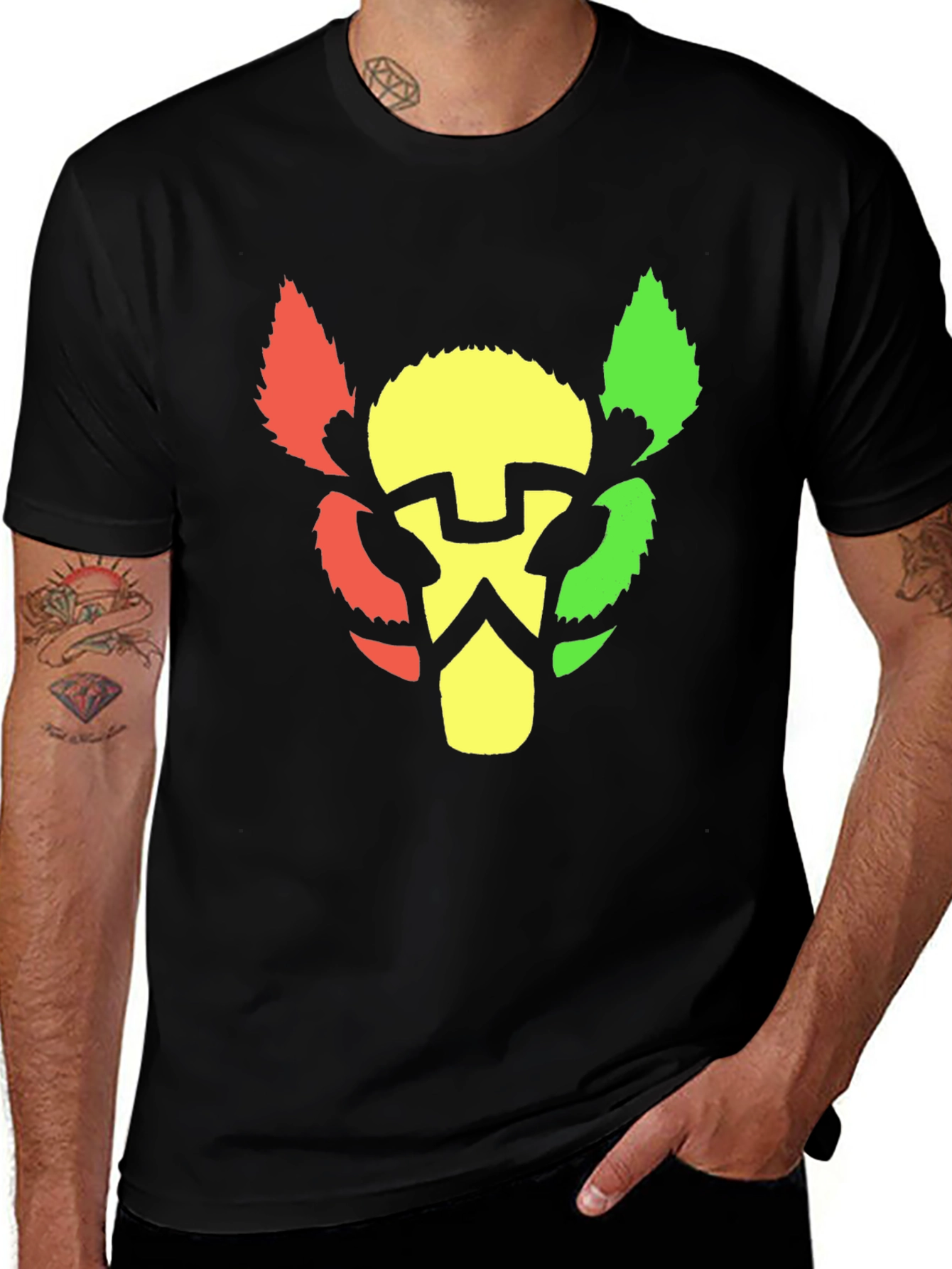 Variant 22 of Rasta Lion Head T-Shirt - Black