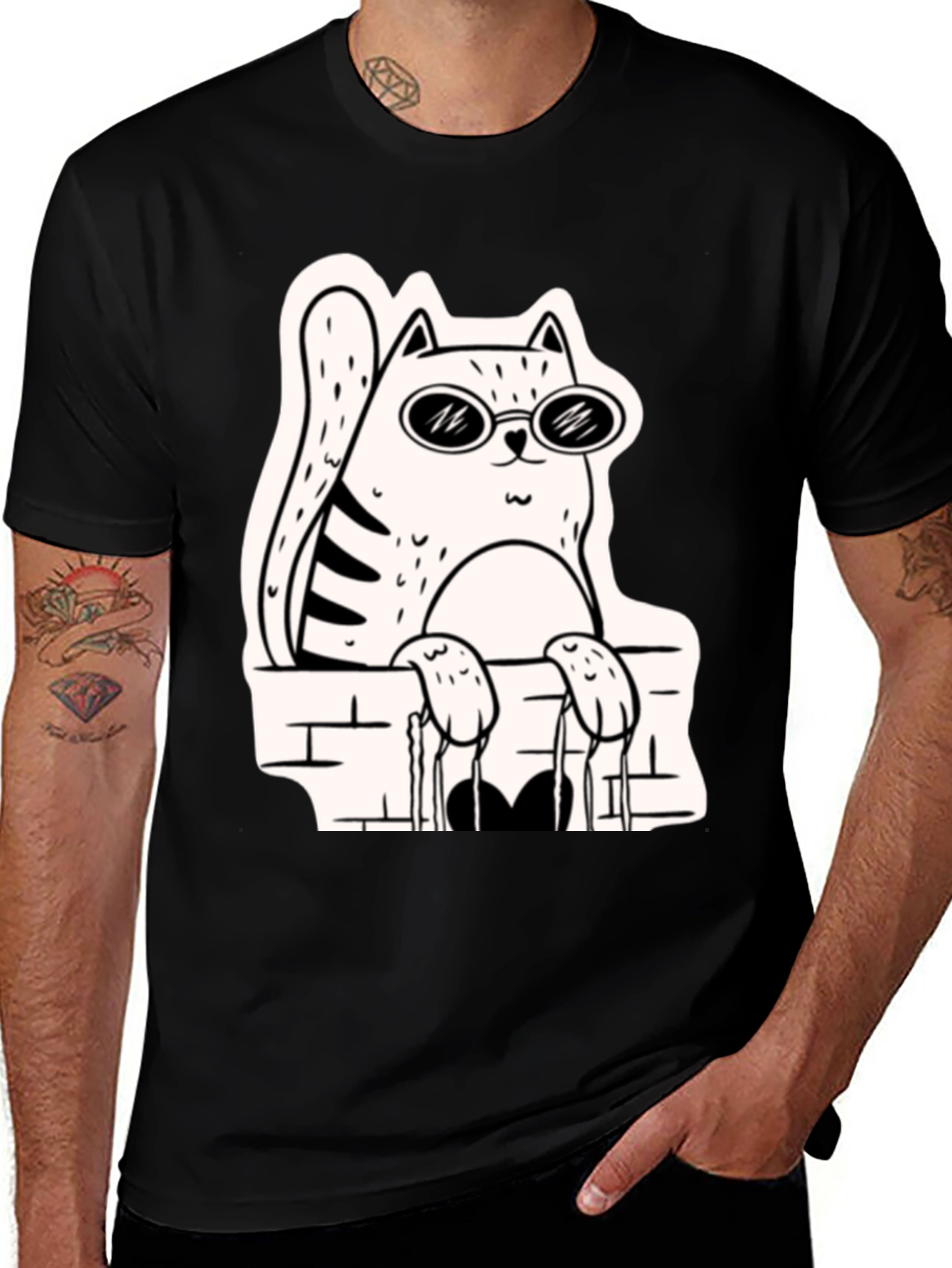 Variant 12 of Cool Cat Sunglasses Graphic Tee - Black