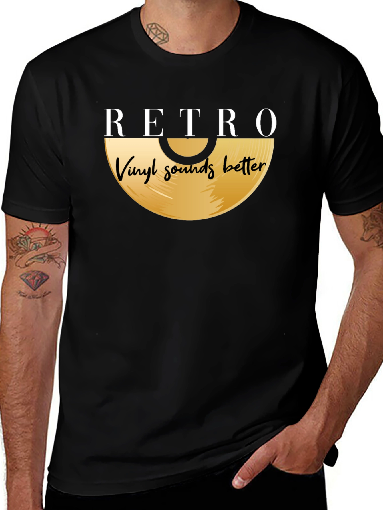 Variant 14 of Retro Vinyl Sounds Better Black T-Shirt