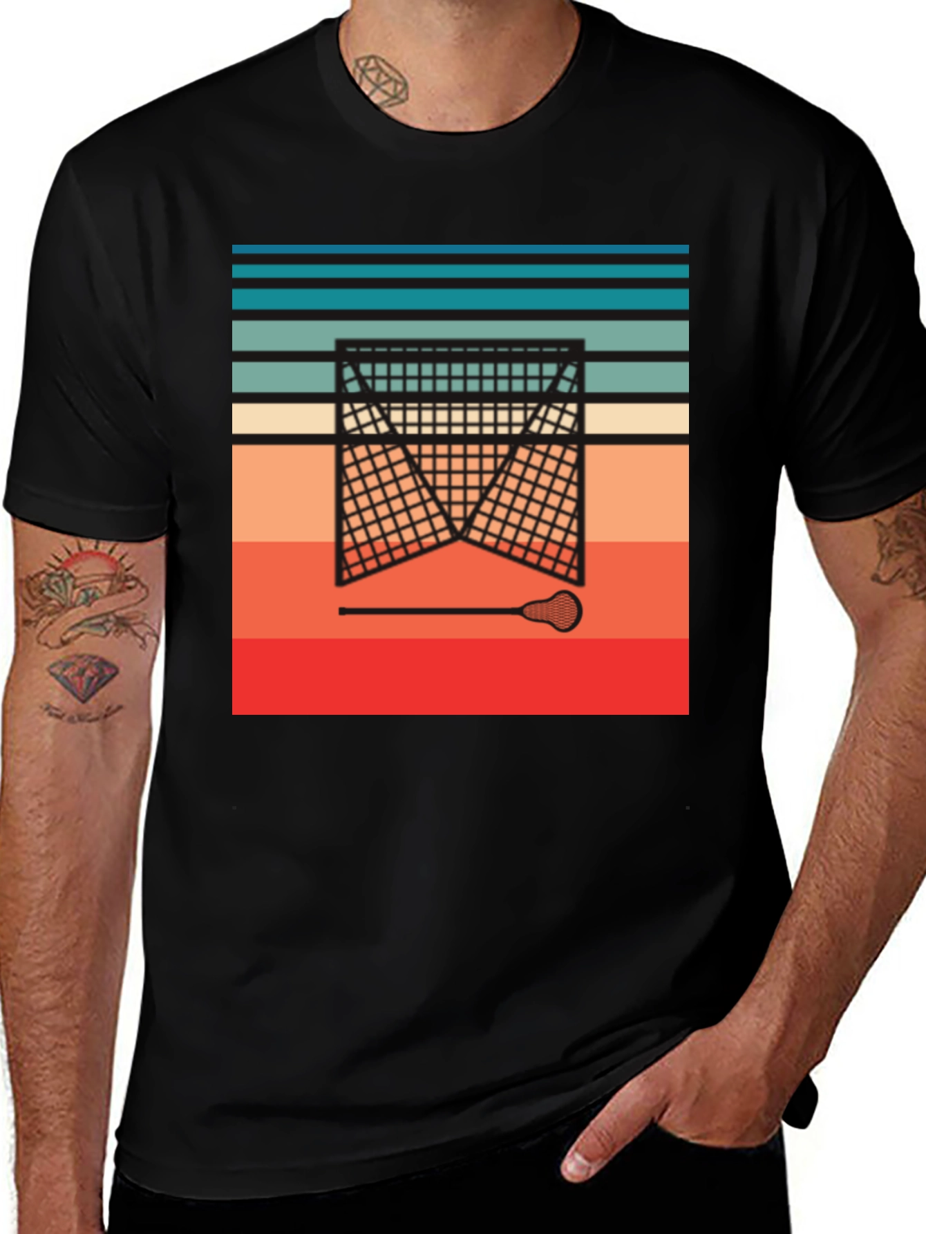 Variant 4 of Retro Lacrosse Goal T-Shirt