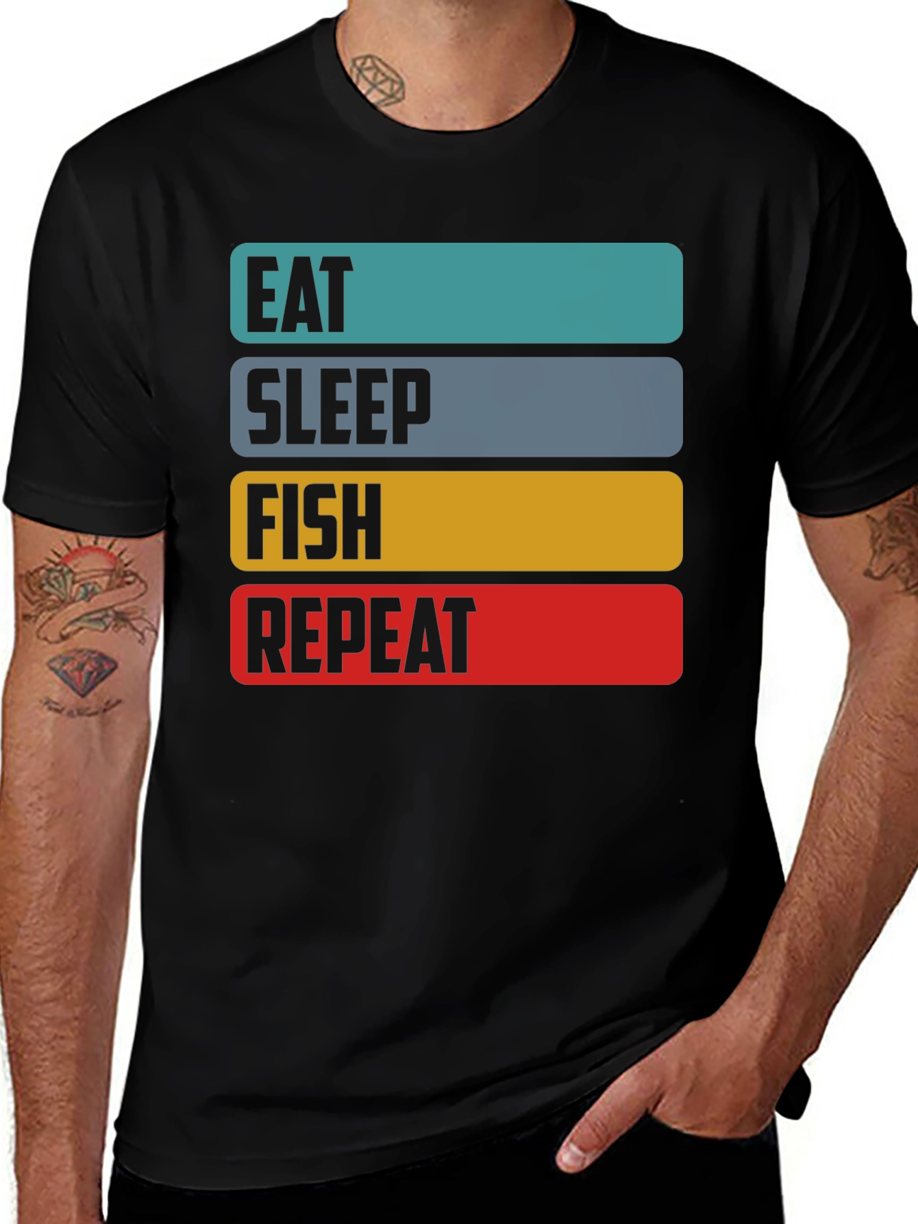 Variant 20 of Eat Sleep Fish Repeat T-Shirt - Angler Gift