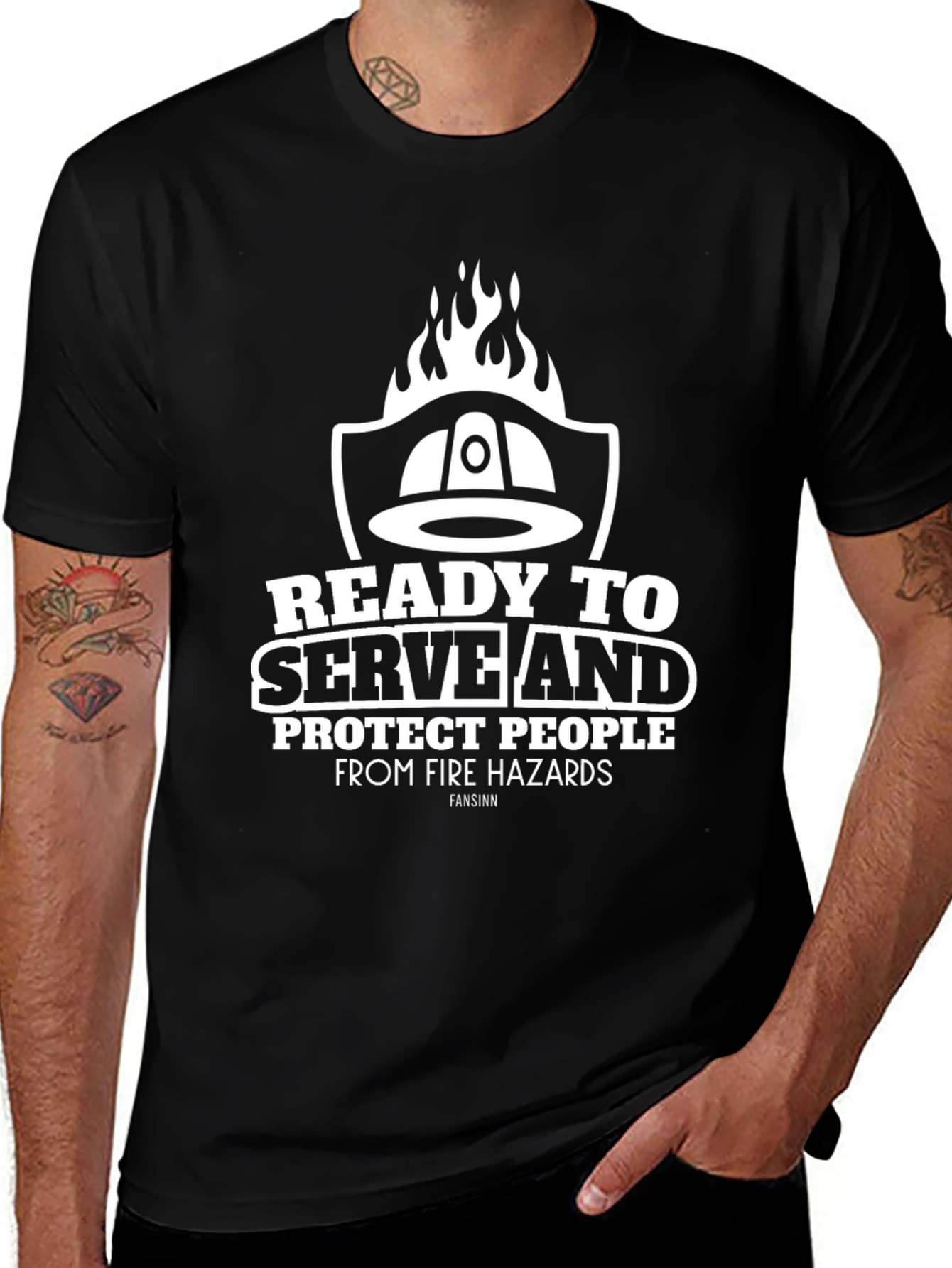 Variant 14 of Firefighter Ready To Serve Graphic Tee