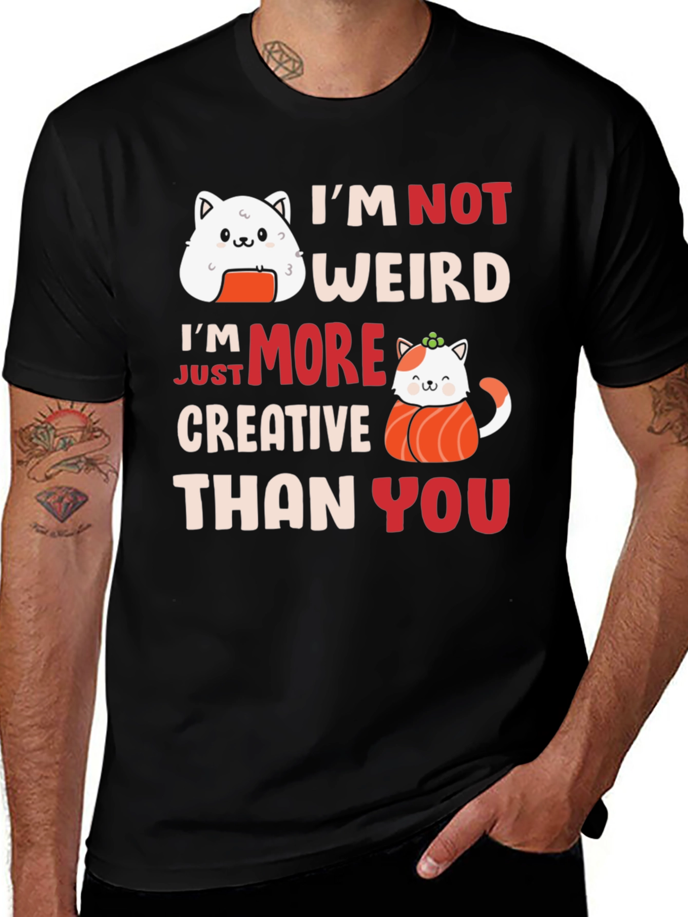 Variant 23 of Funny Sushi Cat T-Shirt - I'm Not Weird, Creative Tee