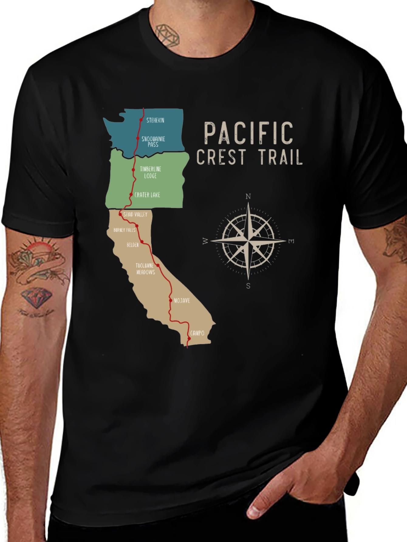 Pacific Crest Trail Map T-Shirt