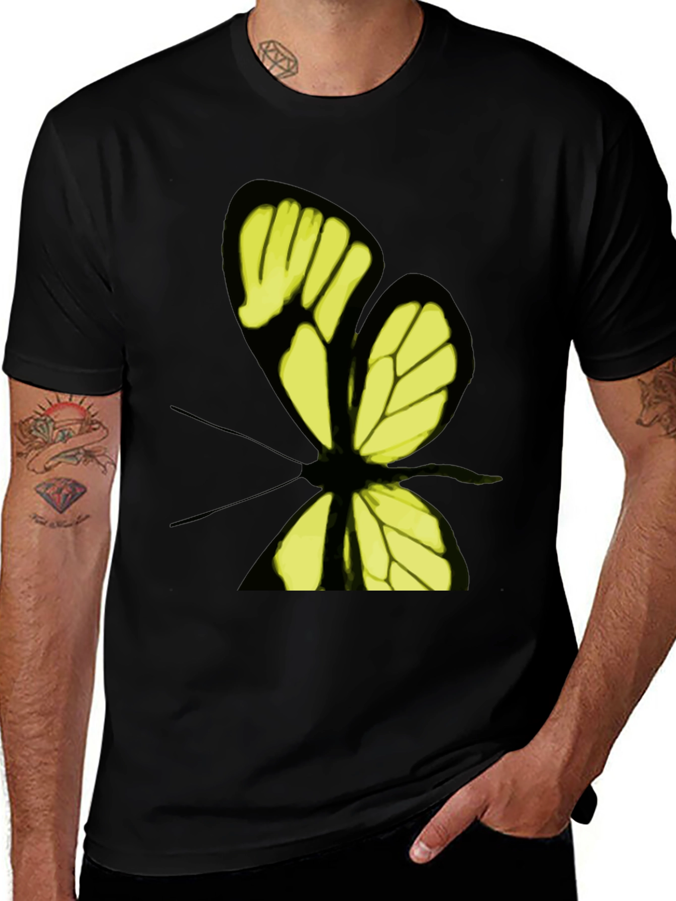 Variant 11 of Butterfly Graphic Tee - Black Cotton Blend