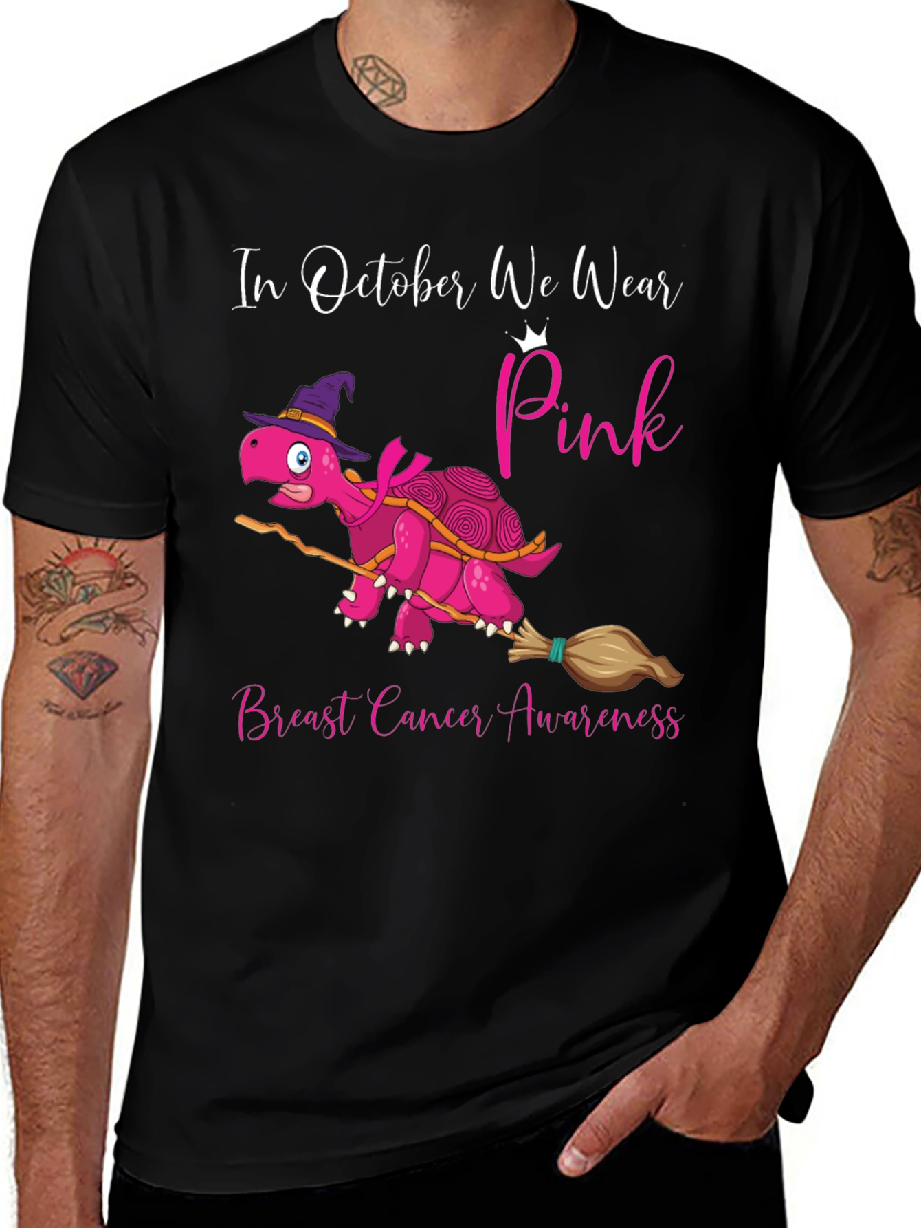 Variant 13 of October Pink Breast Cancer Awareness Turtle T-Shirt