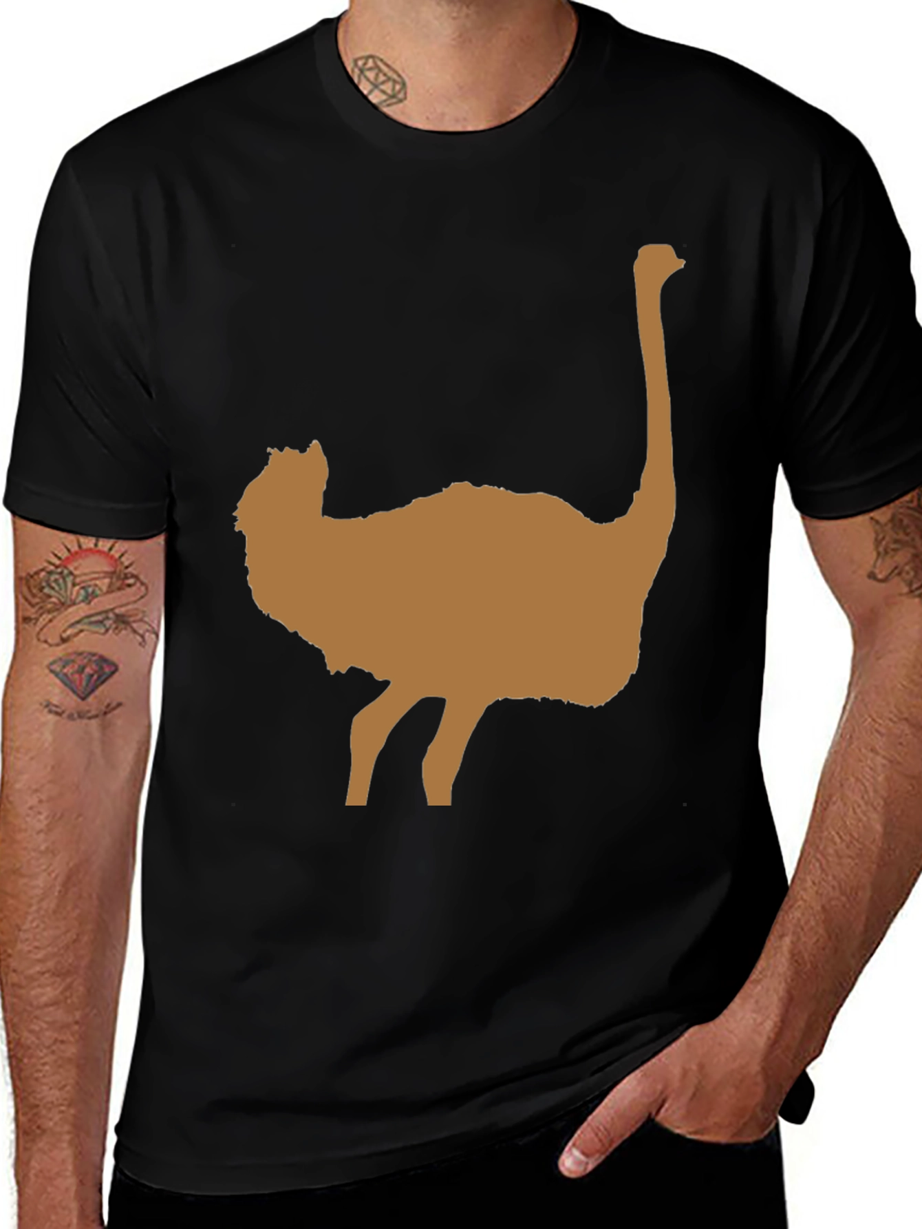 Variant 27 of Ostrich Silhouette Black T-Shirt