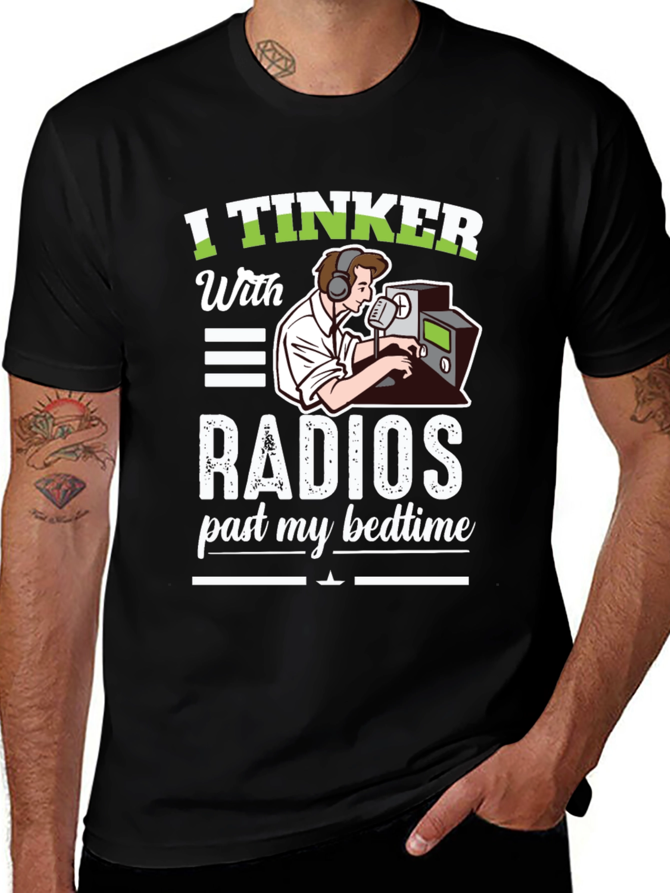 Variant 3 of I Tinker with Radios Black T-Shirt