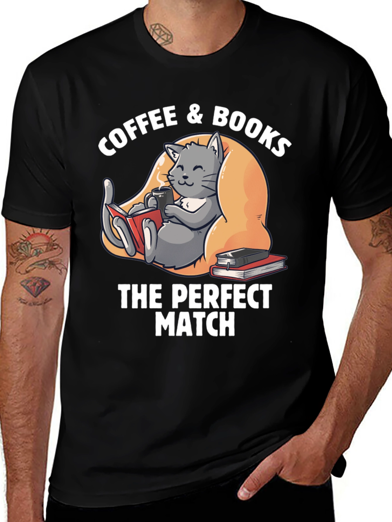 Variant 30 of Coffee & Books T-Shirt - The Perfect Match!