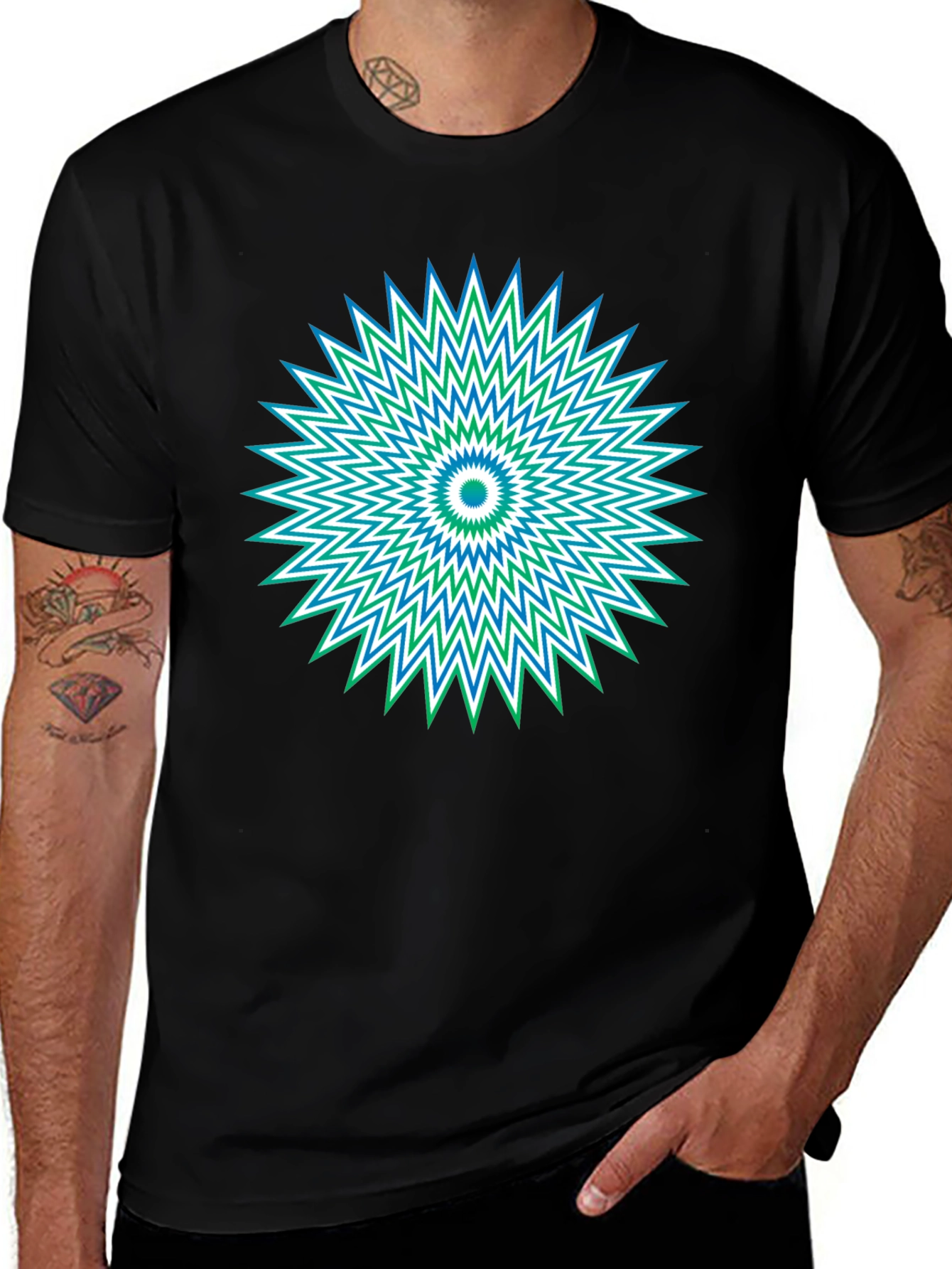 Variant 16 of Optical Illusion Graphic Tee - Black Cotton T-Shirt