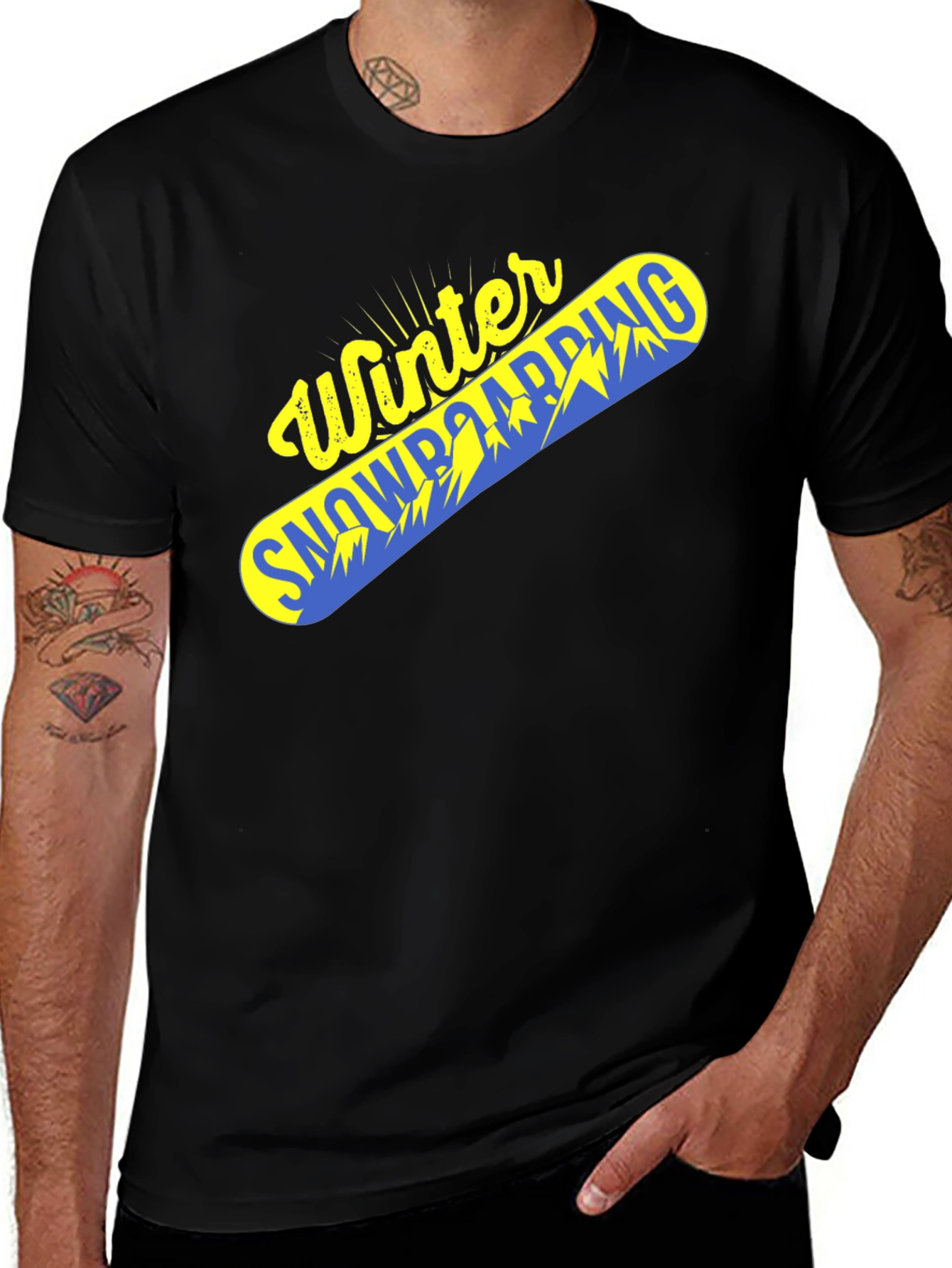 Variant 10 of Winter Snowboarding Graphic Tee - Black