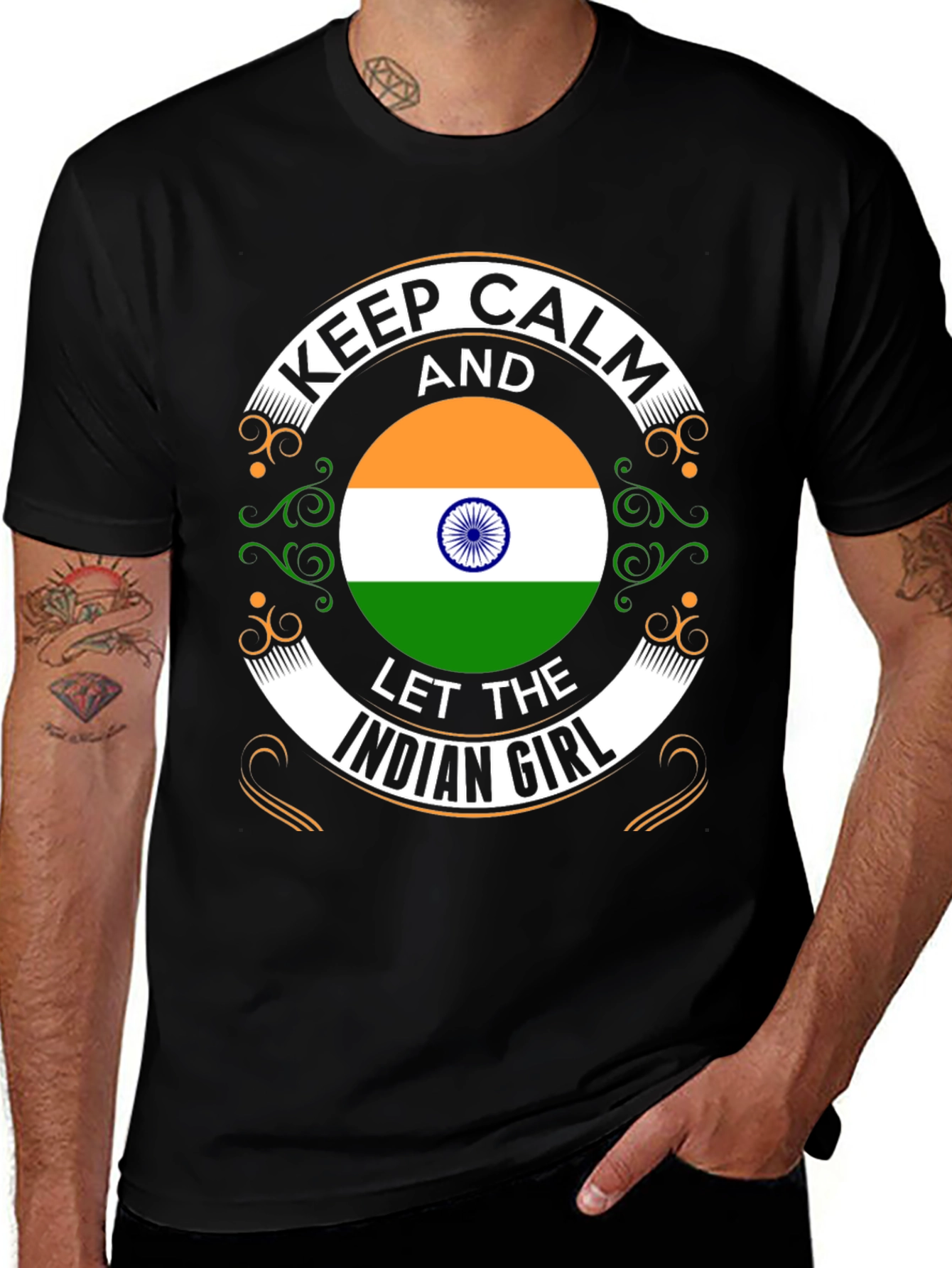 Keep Calm Indian Girl T-Shirt - Black