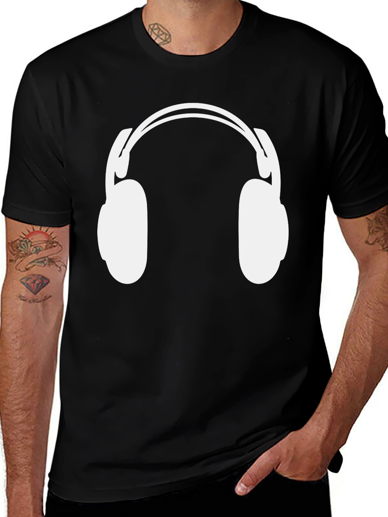 Variant 16 of Headphone Graphic T-Shirt - Classic Black Tee