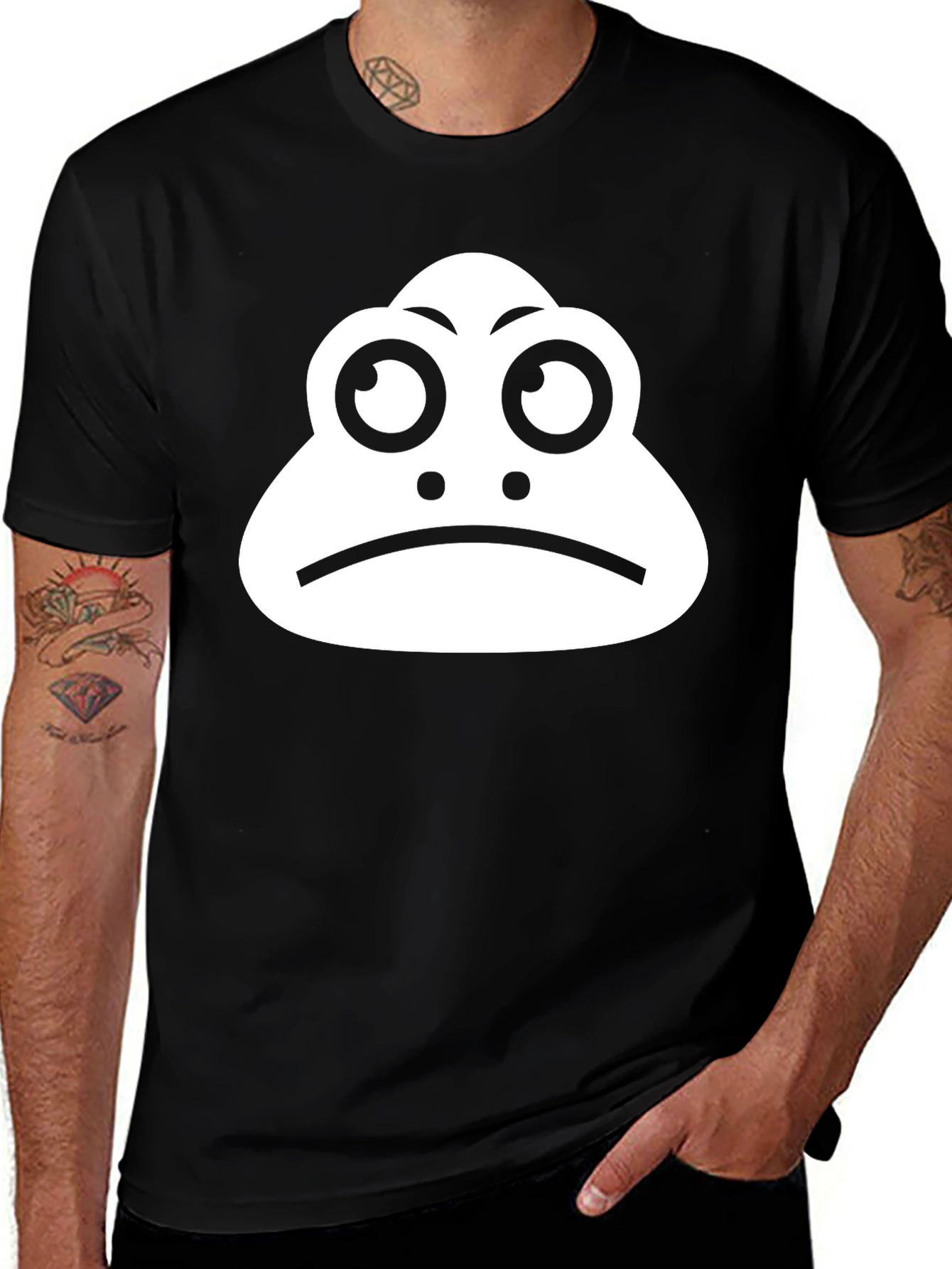 Variant 23 of Sad Frog Graphic Tee - Black Cotton T-Shirt