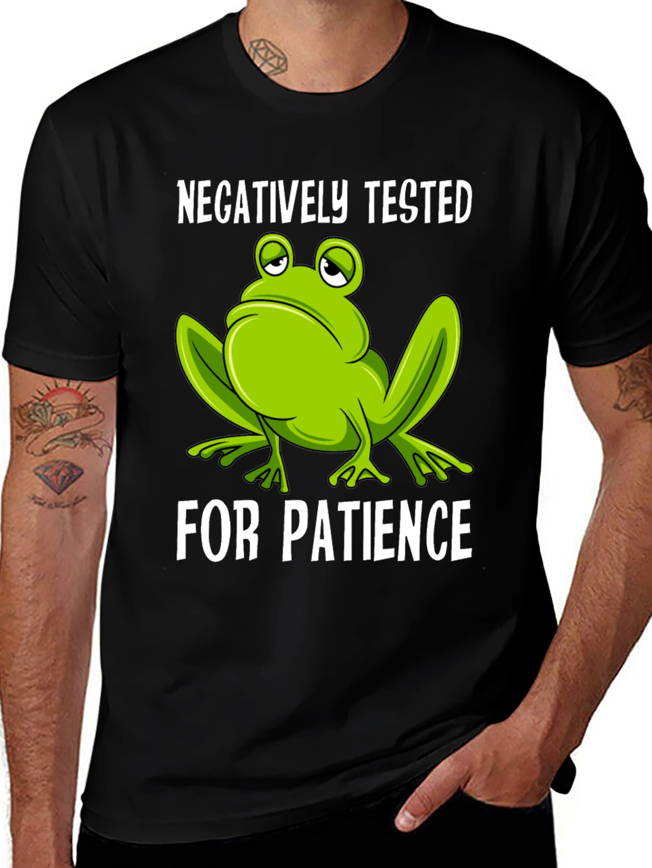 Variant 3 of Negatively Tested for Patience Frog Graphic Tee