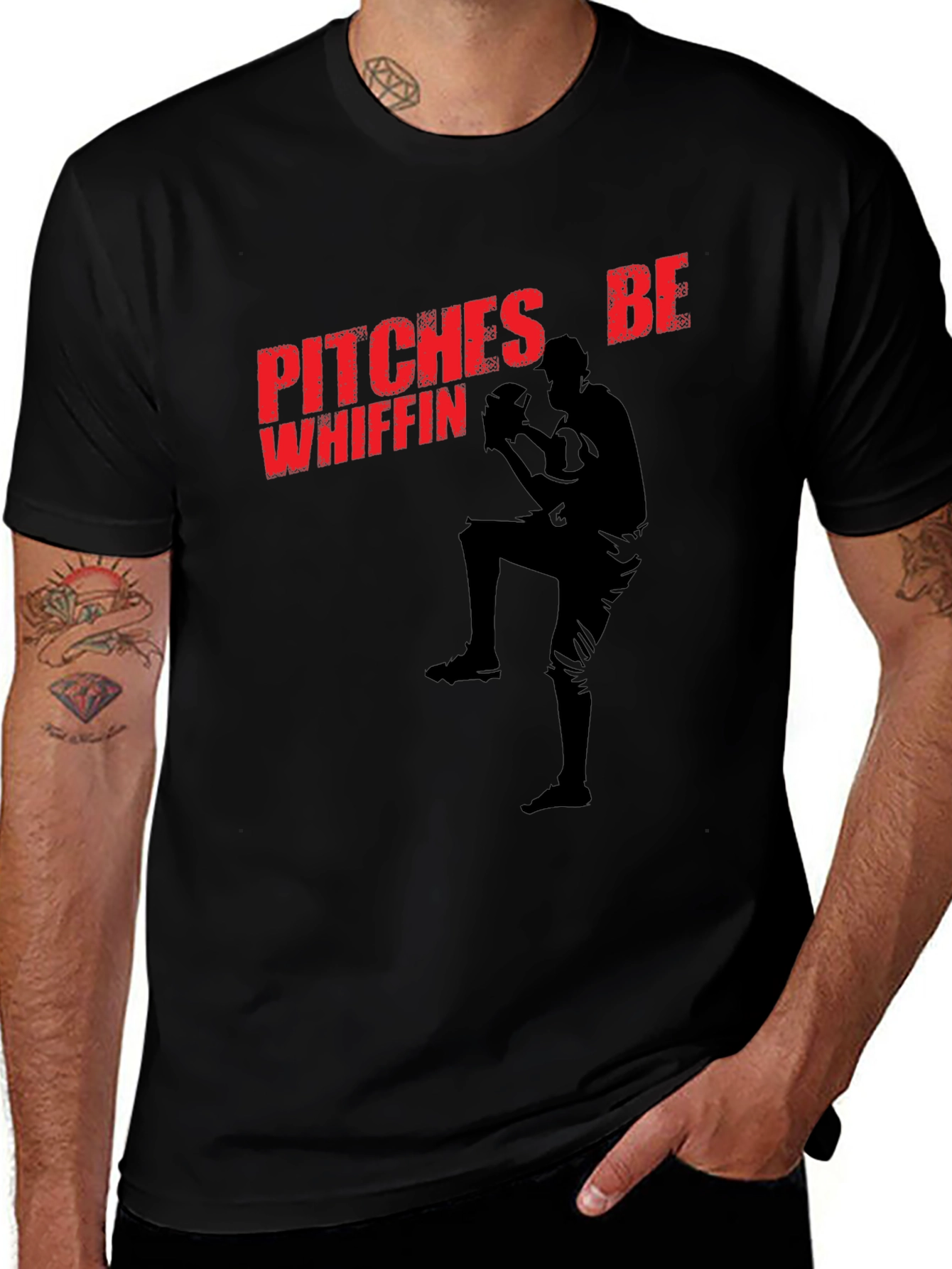 Black Pitches Be Whiffin' Baseball T-Shirt main image