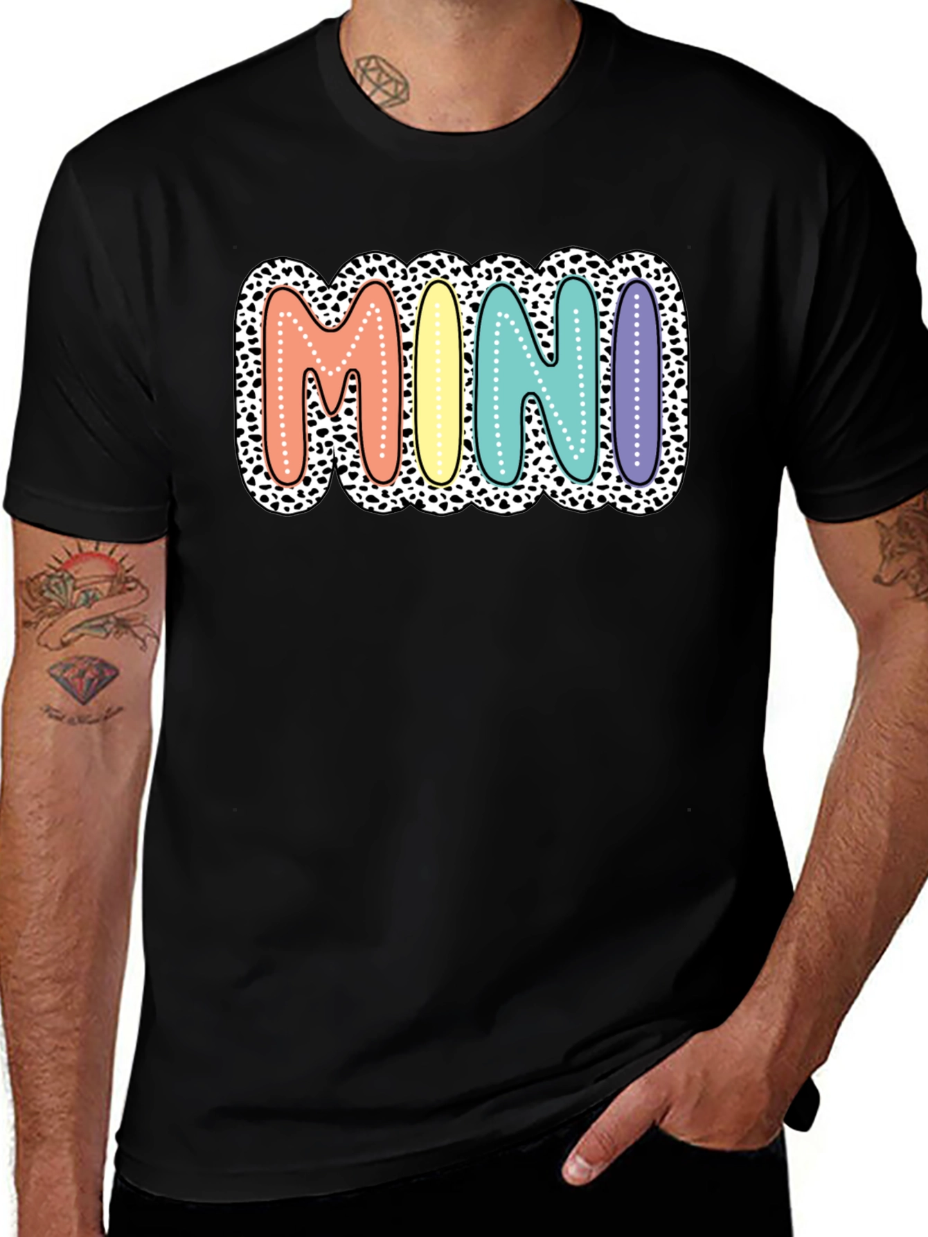 Variant 2 of Mini Leopard Print Pastel Lettering Graphic Tee