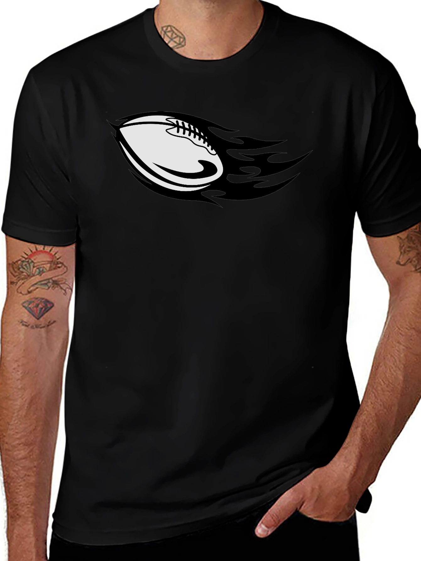 Variant 26 of Flaming Football Graphic T-Shirt