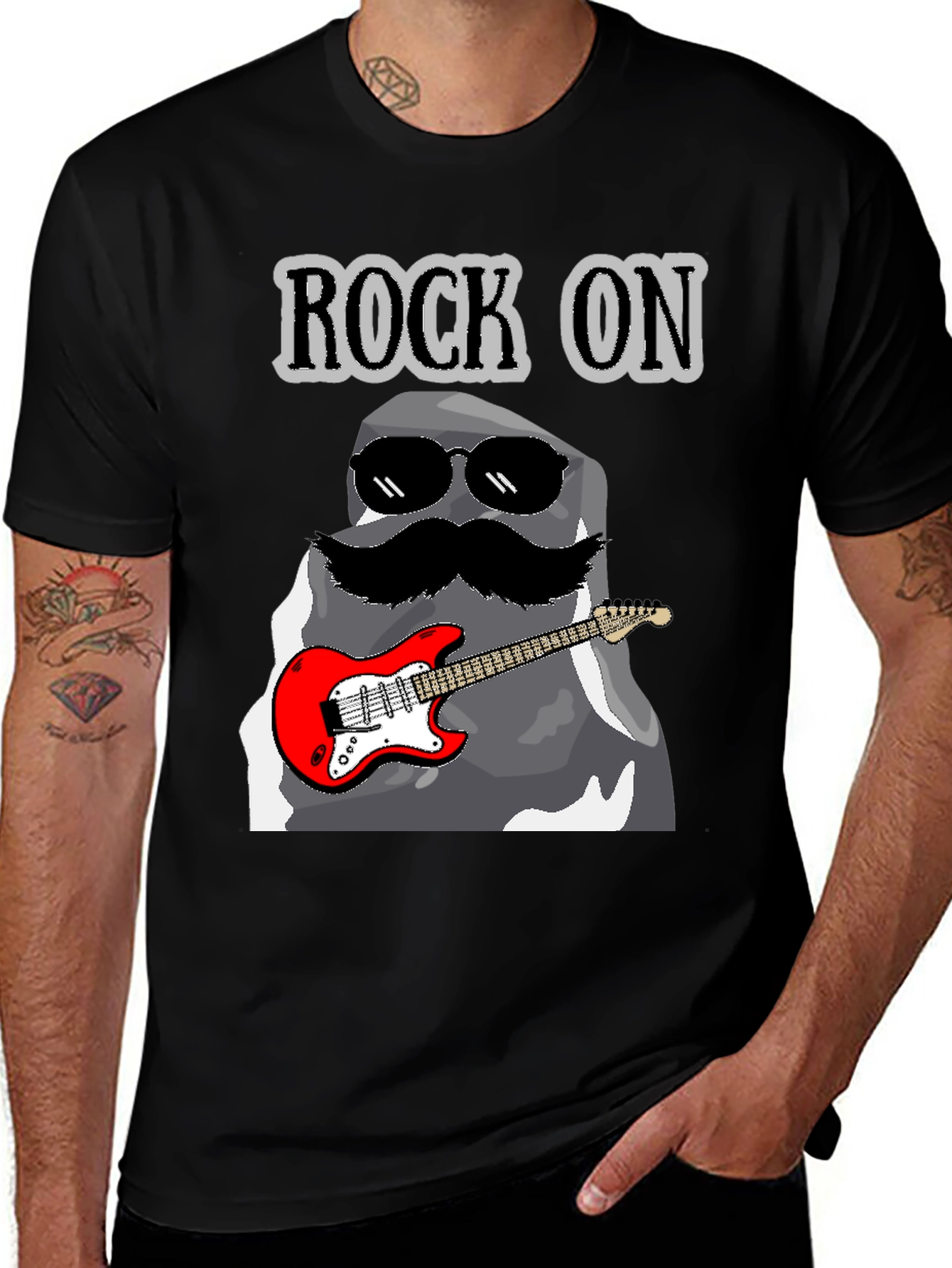 Variant 14 of Rock On Stone Guitar T-Shirt