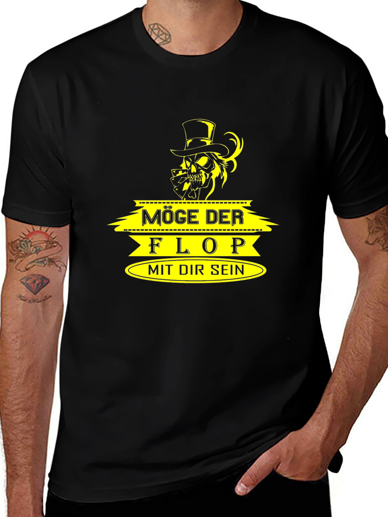 Variant 30 of Poker Skull T-Shirt - Möge Der Flop Mit Dir Sein