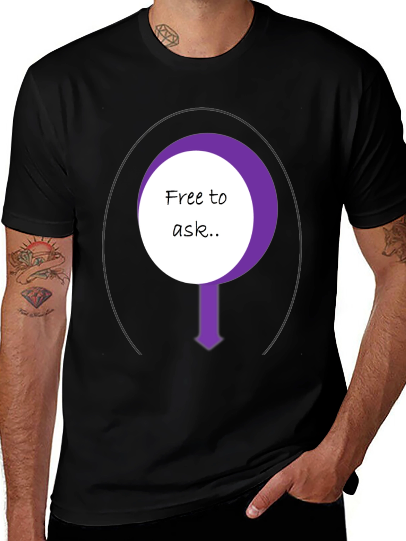 Variant 5 of Free To Ask Graphic T-Shirt - Black