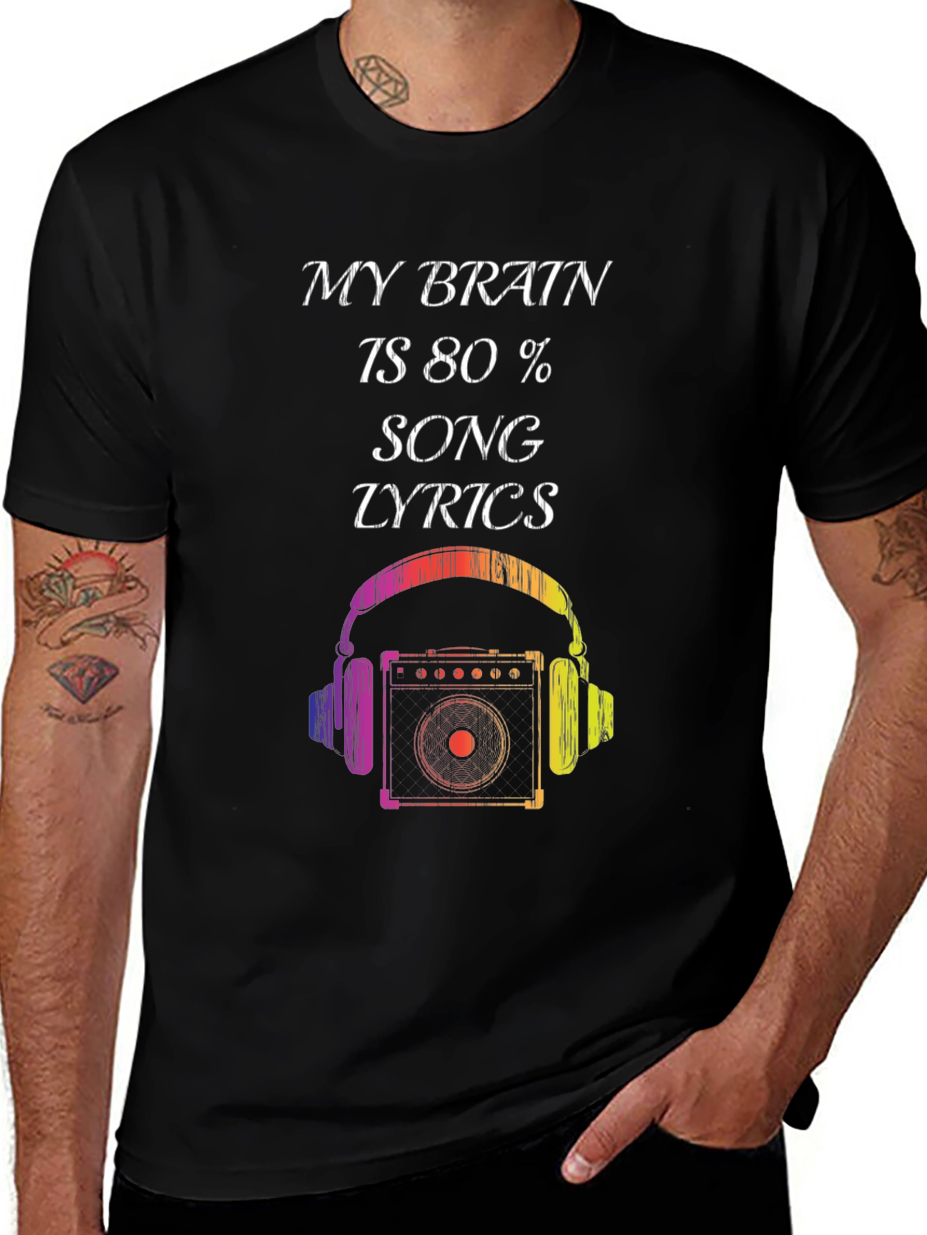 Music Lover T-Shirt: Brain 80% Song Lyrics