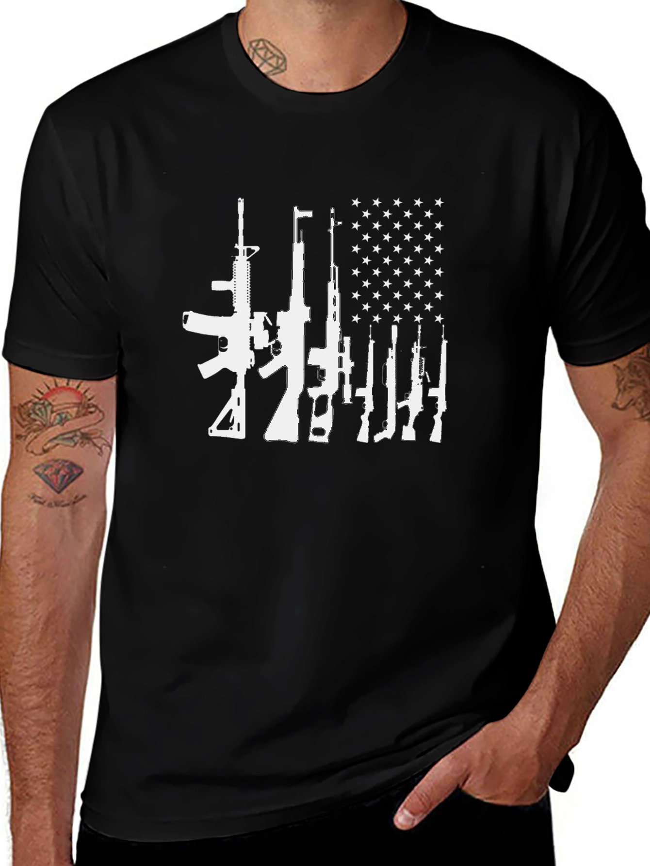 Variant 2 of American Flag Gun Rights T-Shirt