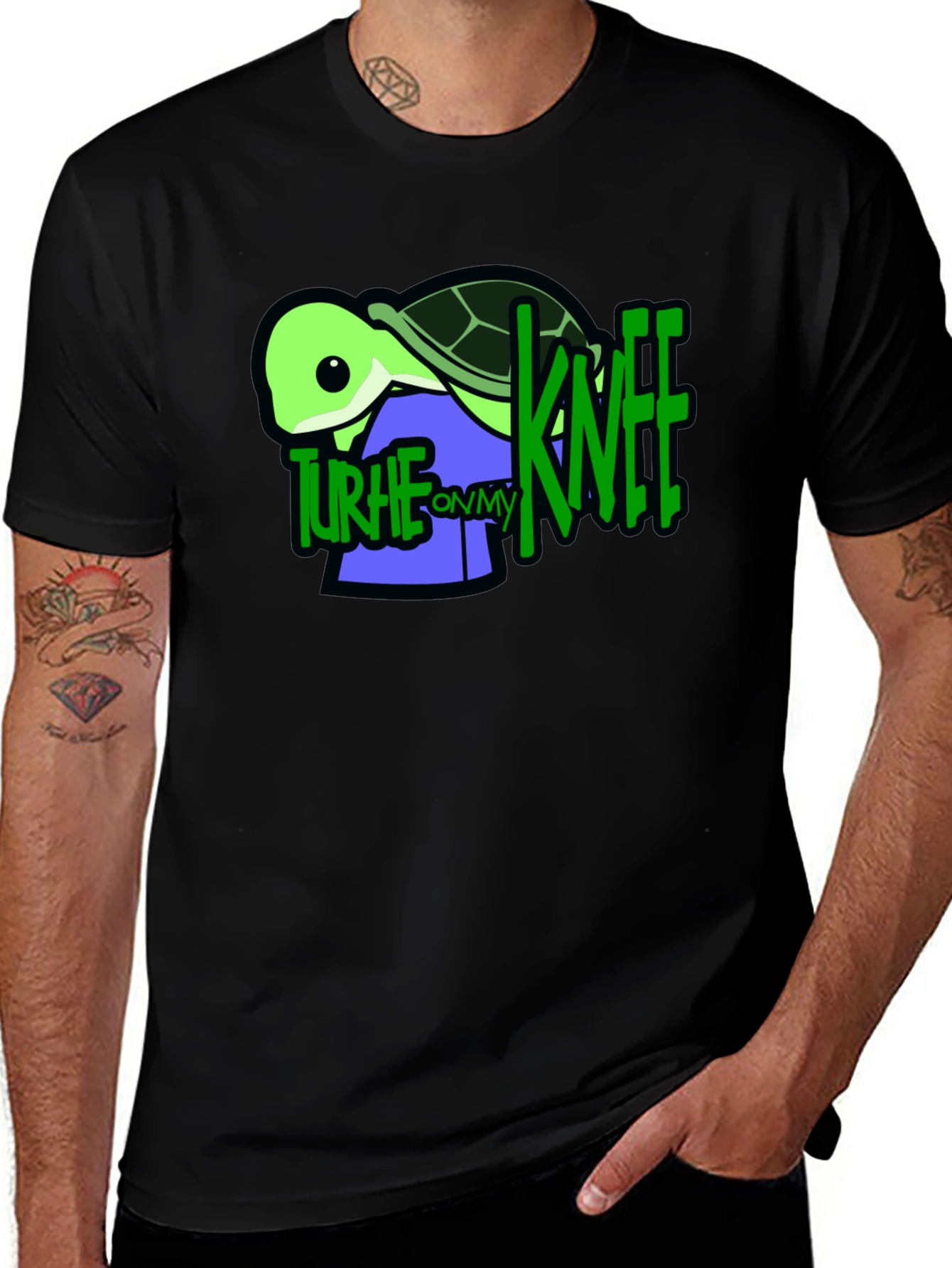 Variant 3 of Turtle On My Knee Graphic T-Shirt