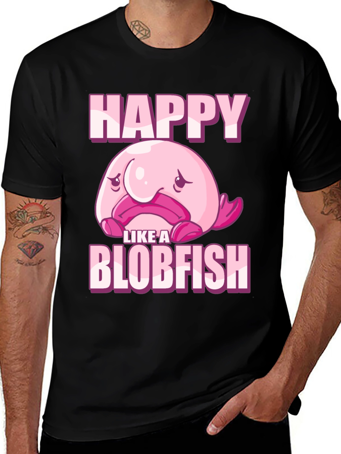 Variant 12 of Happy Like A Blobfish Funny Graphic Tee