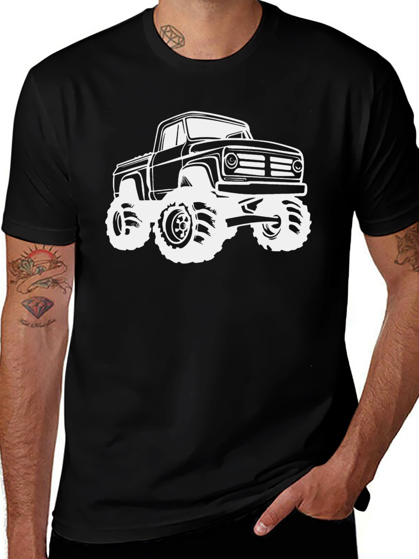 Monster Truck Graphic Tee - Black Cotton T-Shirt