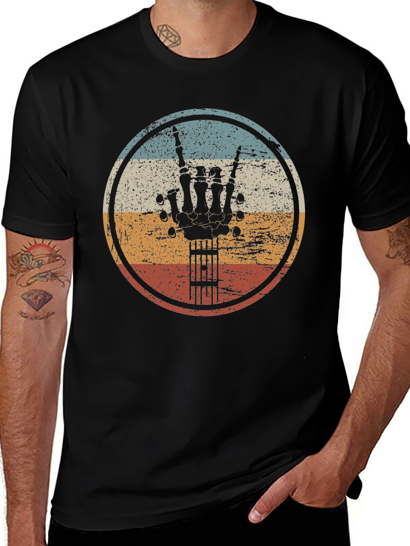 Variant 4 of Retro Rock Hand Guitar T-Shirt