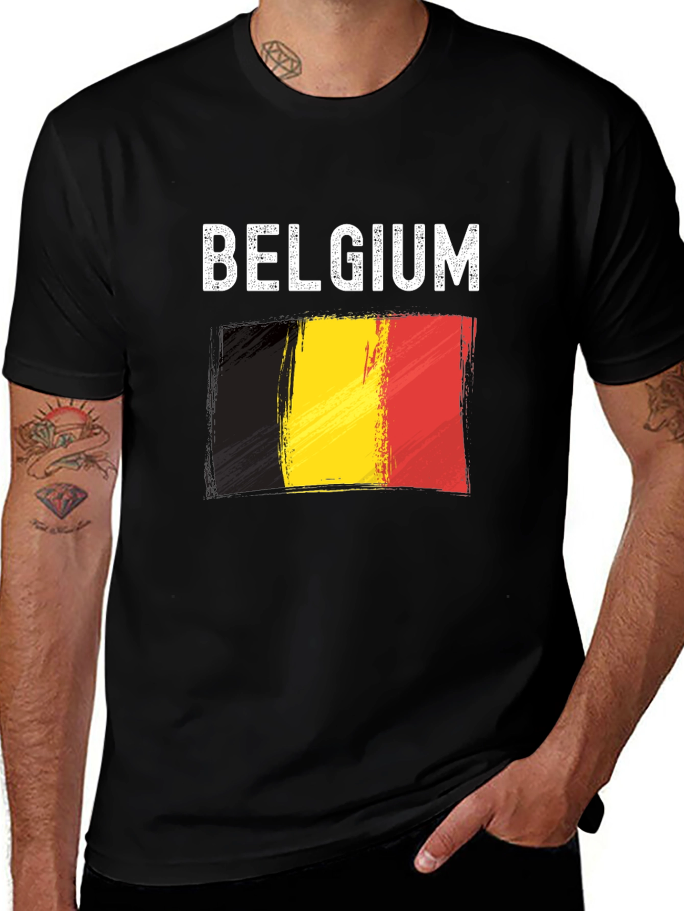 Variant 13 of Belgium Flag T-Shirt - Black Graphic Tee